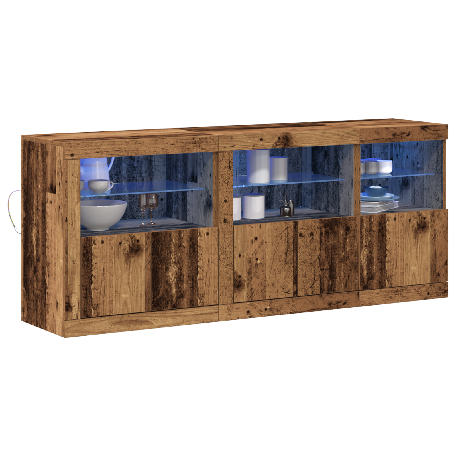 Bufet cu lumini LED Lemn Vechi 162x37x67 cm Lemn Inginerit GartenMobel Dekor