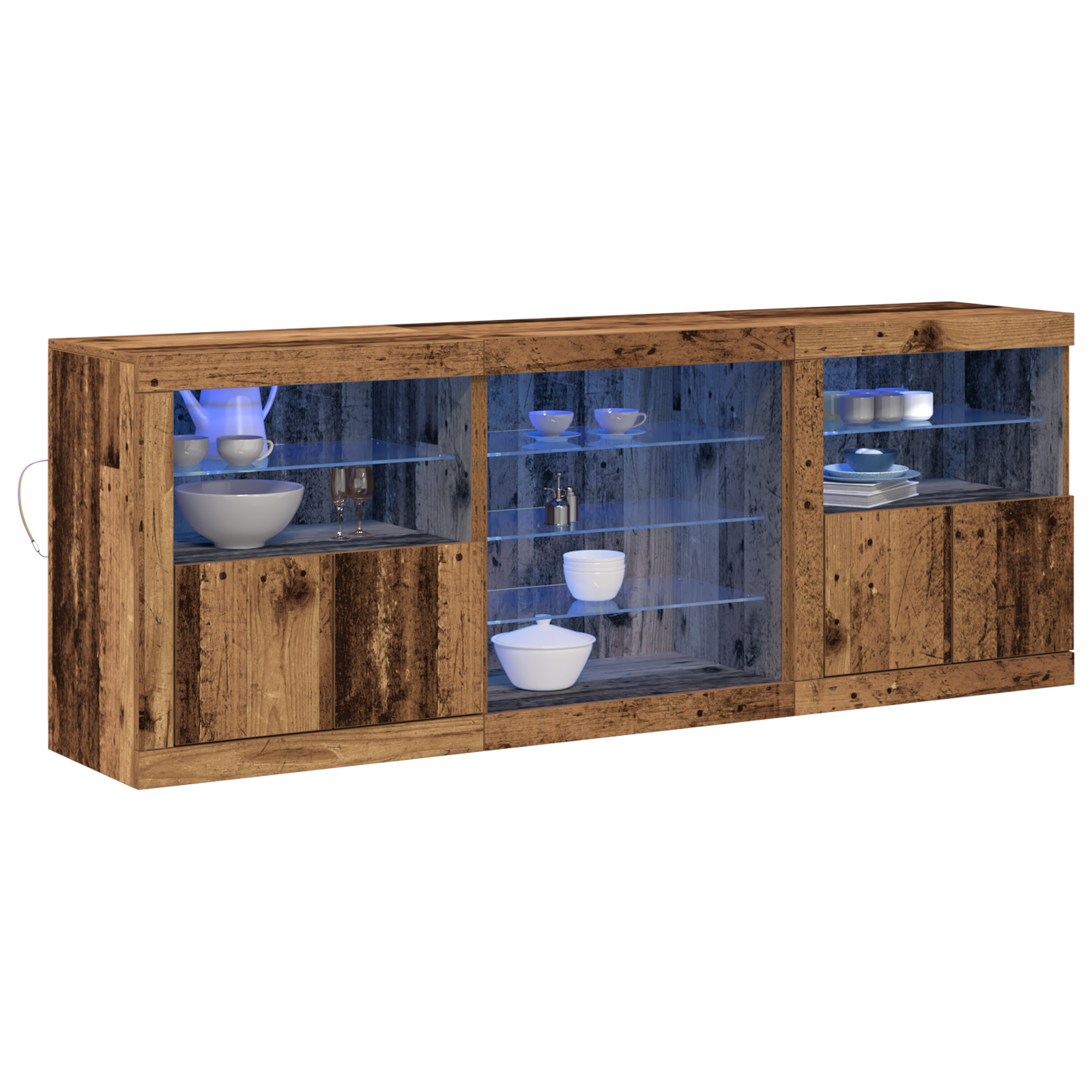 Bufet cu lumini LED Lemn vechi 181,5x37x67 cm Lemn reciclat GartenMobel Dekor