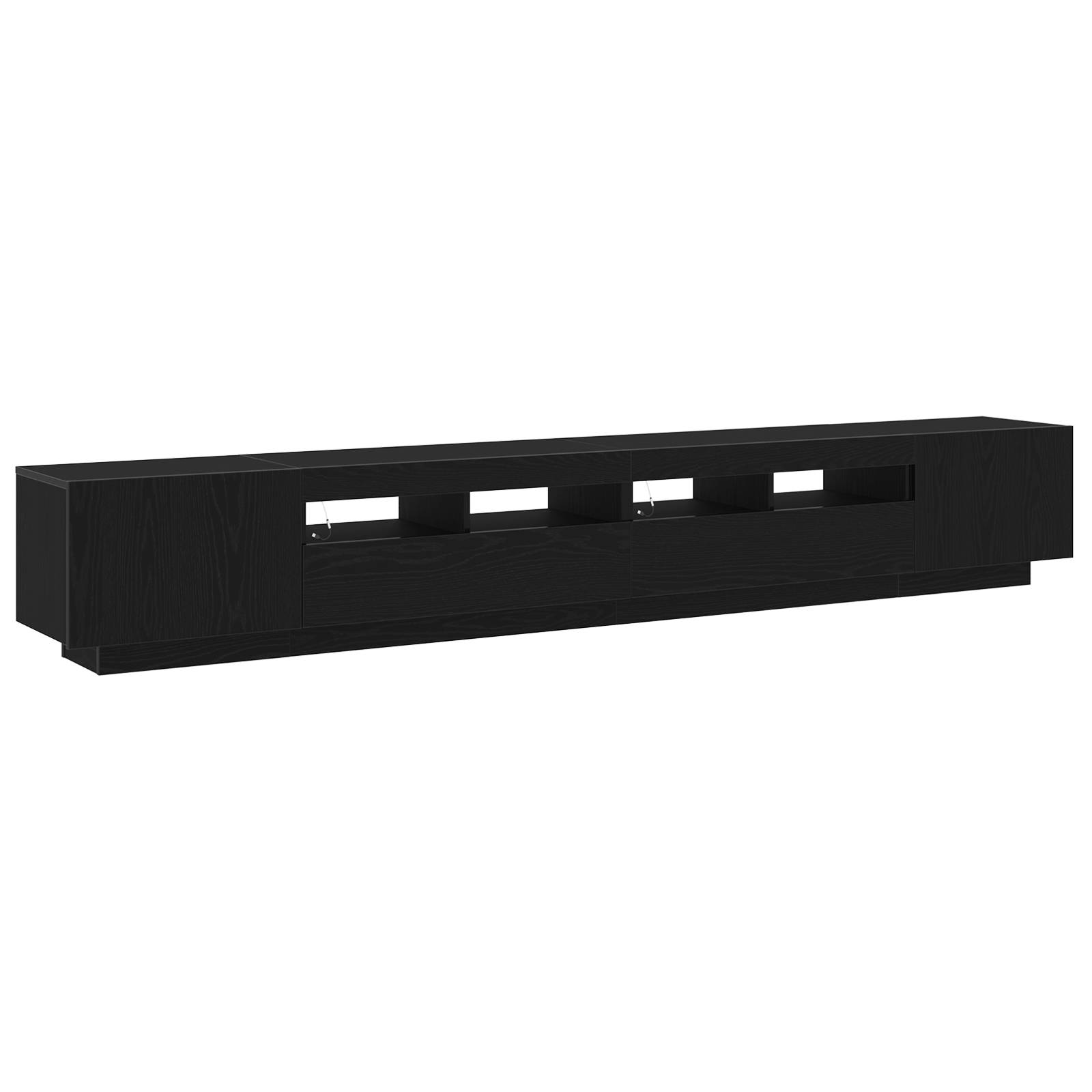 Cabinet TV cu LED-uri Stejar Negru 260x35x40 cm Lemn prelucrat GartenMobel Dekor