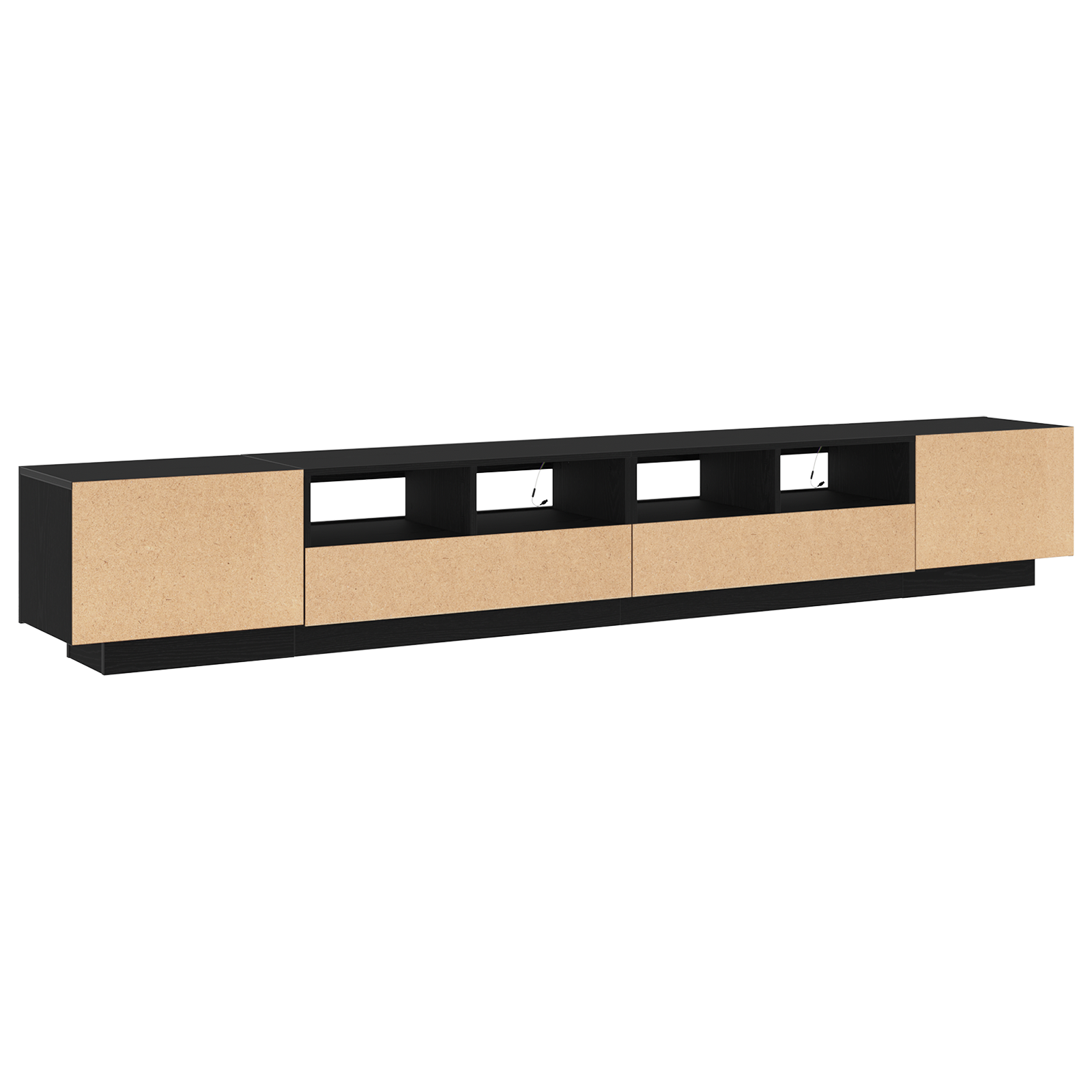 Cabinet TV cu LED-uri Stejar Negru 260x35x40 cm Lemn prelucrat GartenMobel Dekor