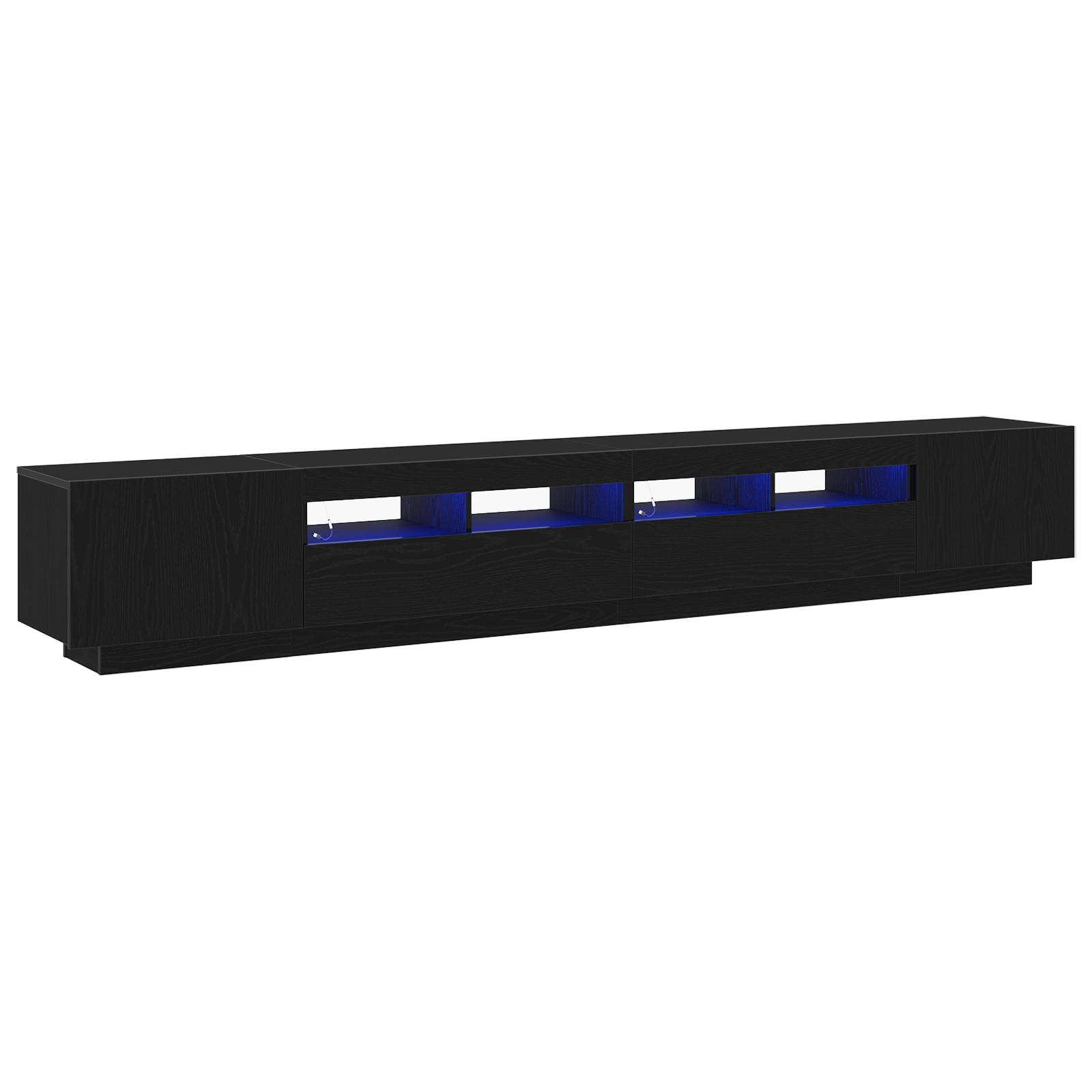 Cabinet TV cu LED-uri Stejar Negru 260x35x40 cm Lemn prelucrat GartenMobel Dekor