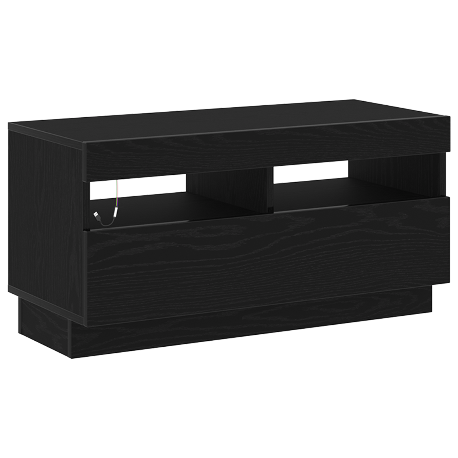 Cabinet TV cu LED-uri Stejar Negru 260x35x40 cm Lemn prelucrat GartenMobel Dekor