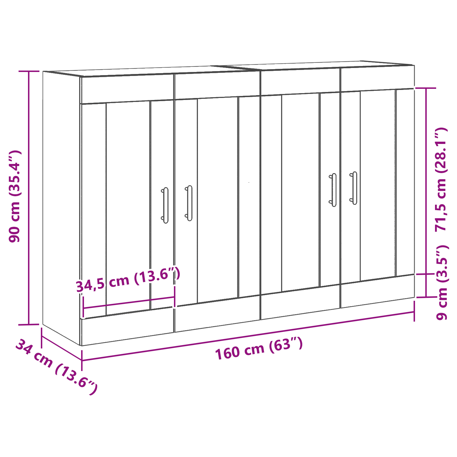 Cabinete montate pe perete 2 bucăți Stejar negru Lemn prelucrat GartenMobel Dekor