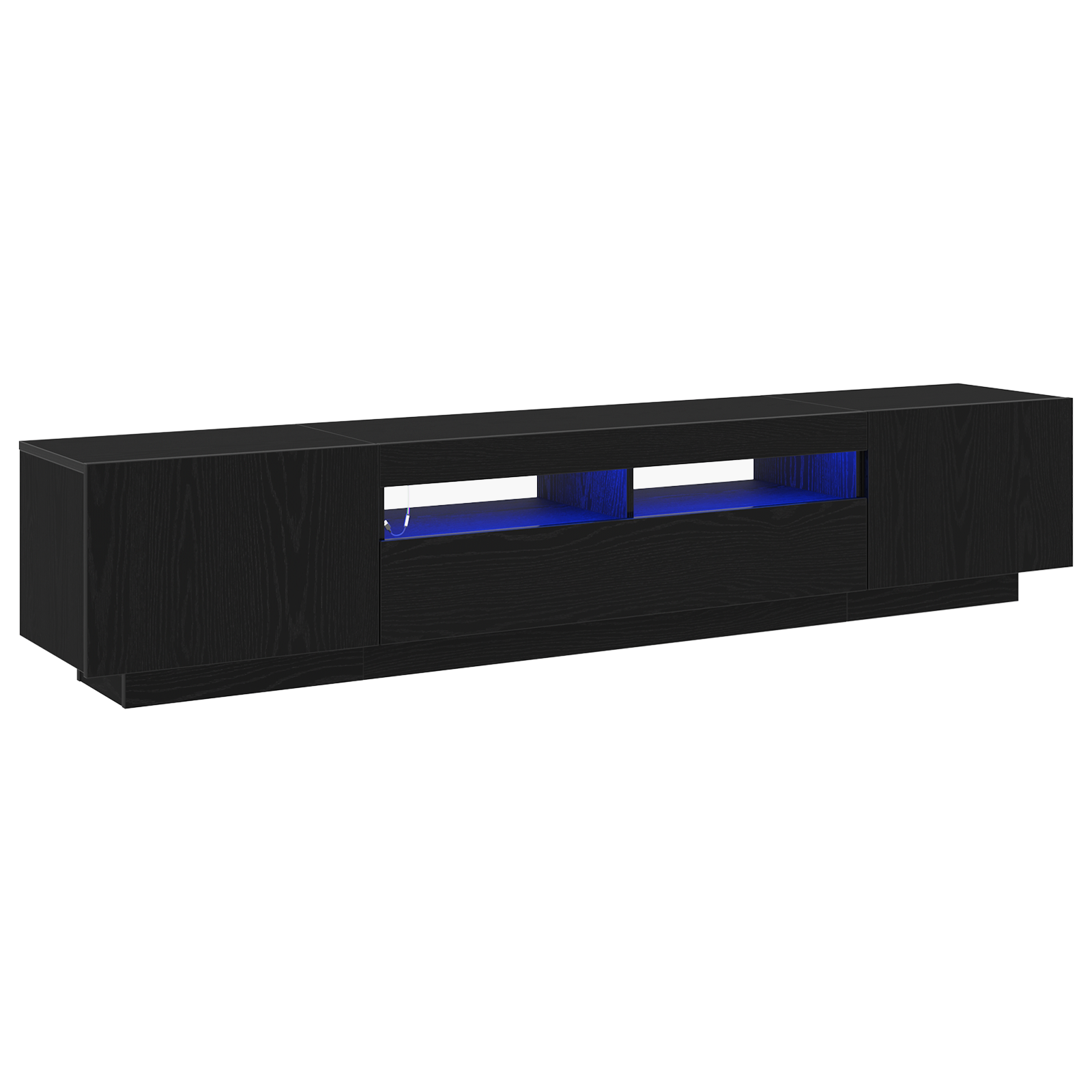 Dulap TV cu lumini LED stejar negru 200x35x40 cm lemn prelucrat GartenMobel Dekor