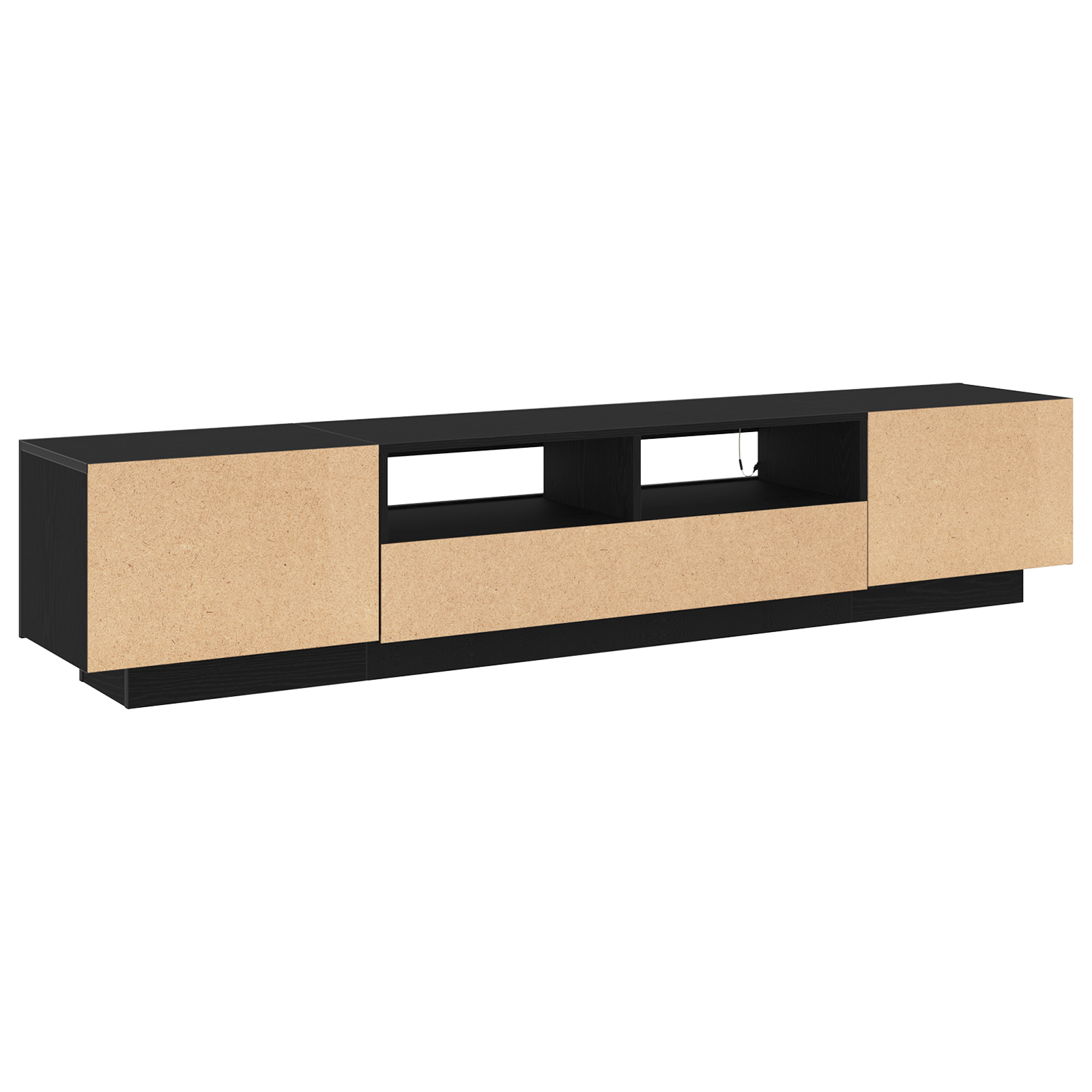Dulap TV cu lumini LED stejar negru 200x35x40 cm lemn prelucrat GartenMobel Dekor