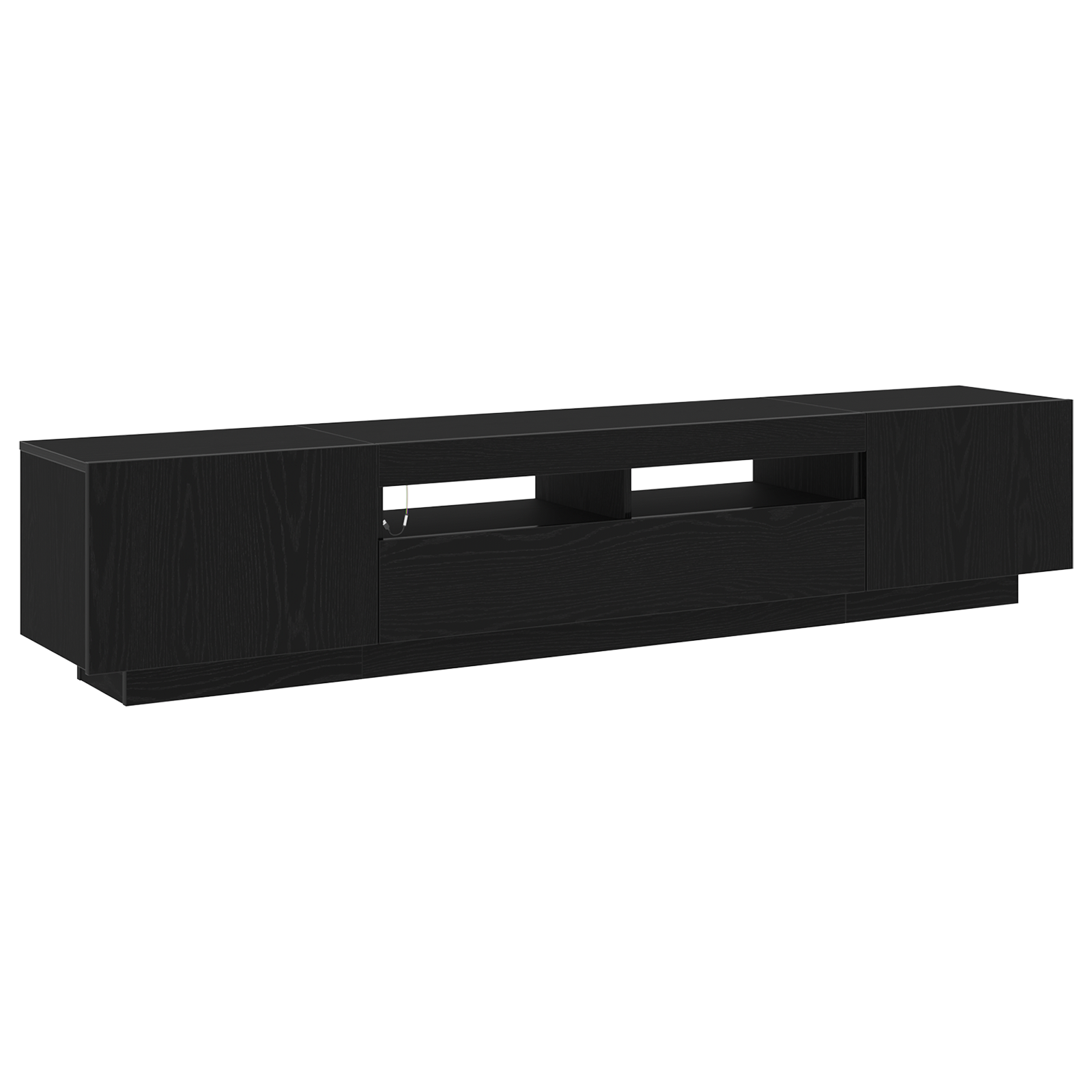 Dulap TV cu lumini LED stejar negru 200x35x40 cm lemn prelucrat GartenMobel Dekor