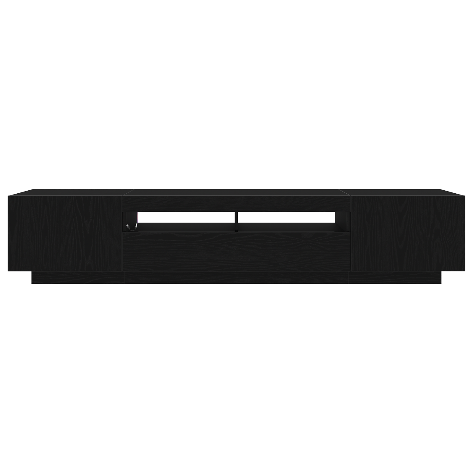 Dulap TV cu lumini LED stejar negru 200x35x40 cm lemn prelucrat GartenMobel Dekor