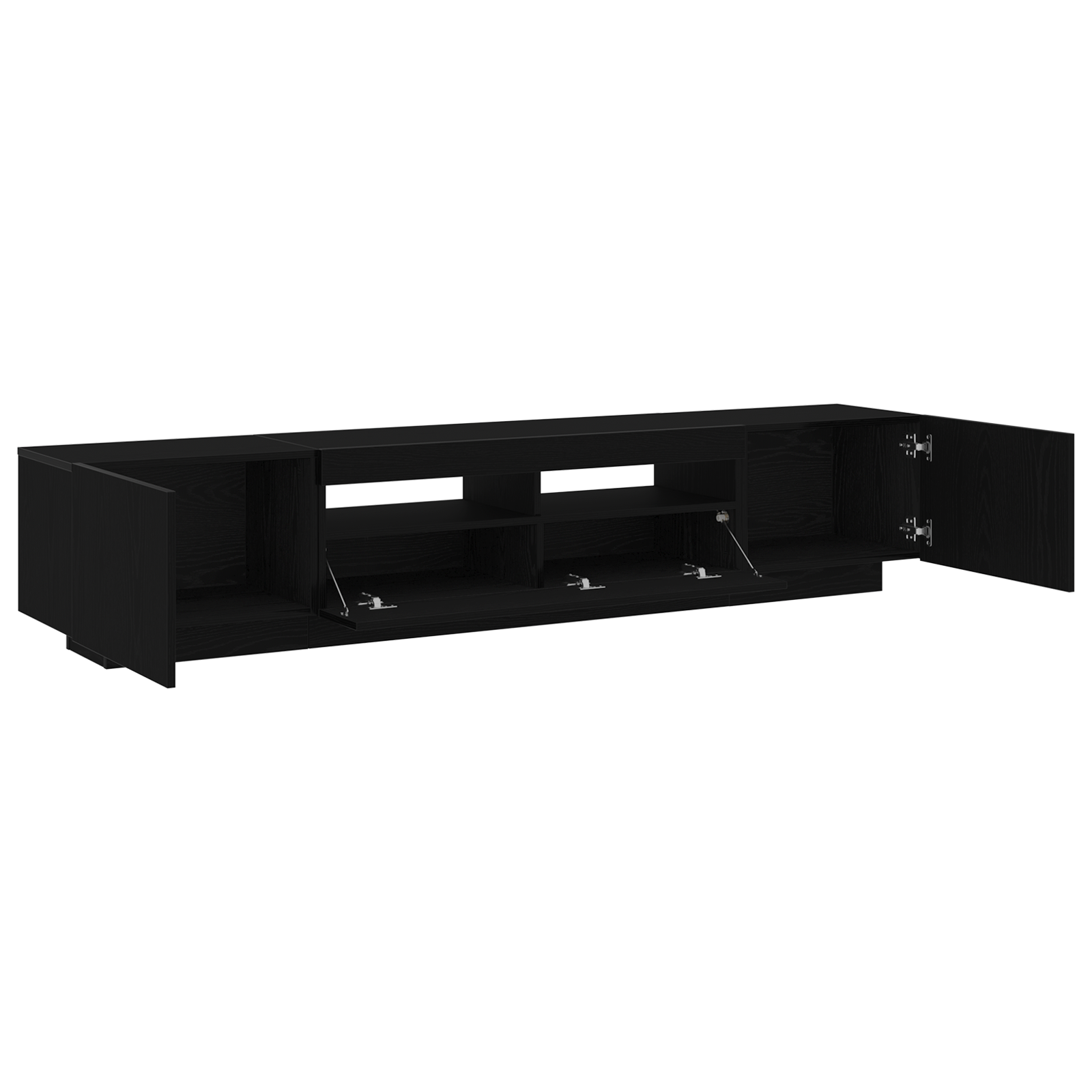Dulap TV cu lumini LED stejar negru 200x35x40 cm lemn prelucrat GartenMobel Dekor