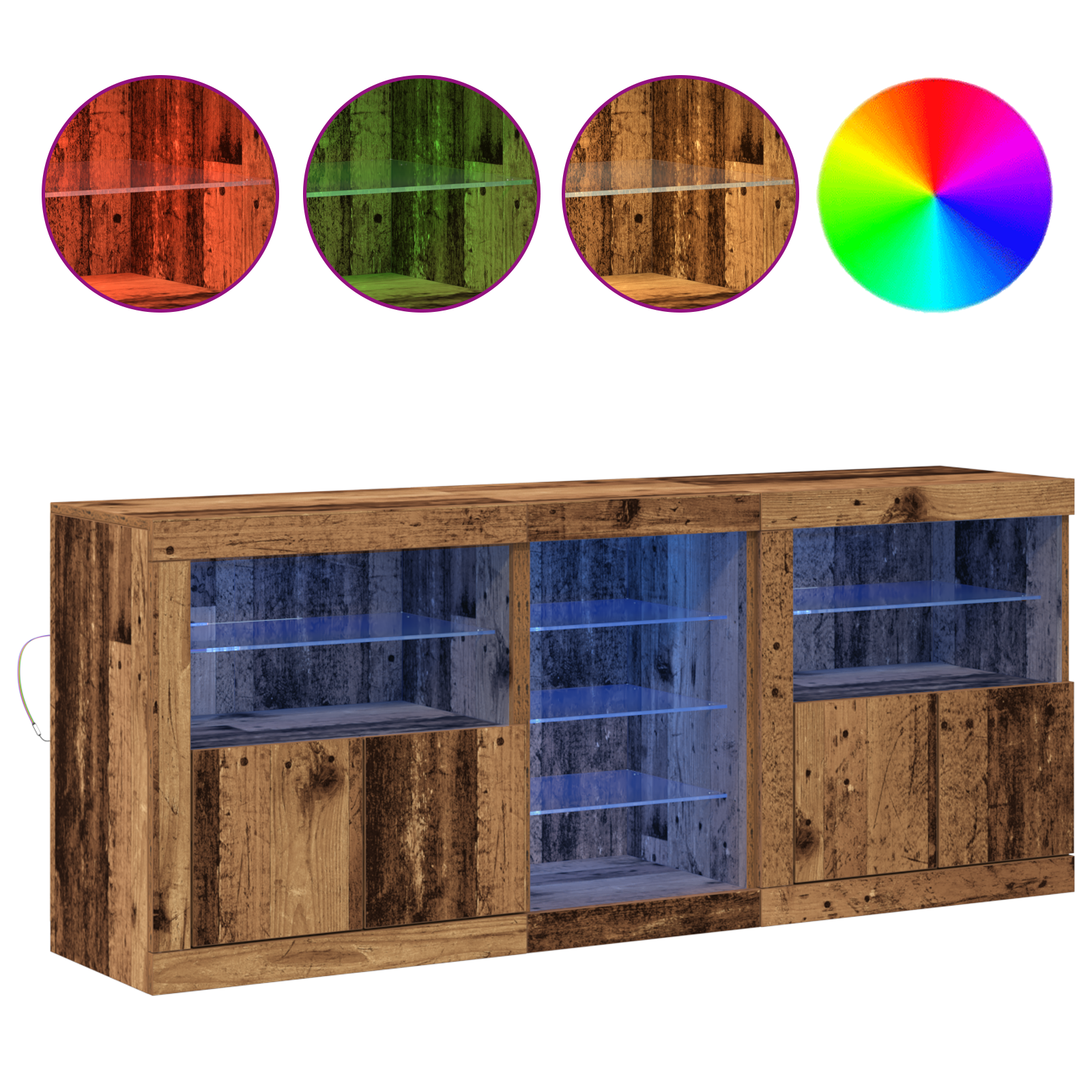 Dulap cu lumini LED Lemn vechi 162x37x67 cm Lemn prelucrat GartenMobel Dekor