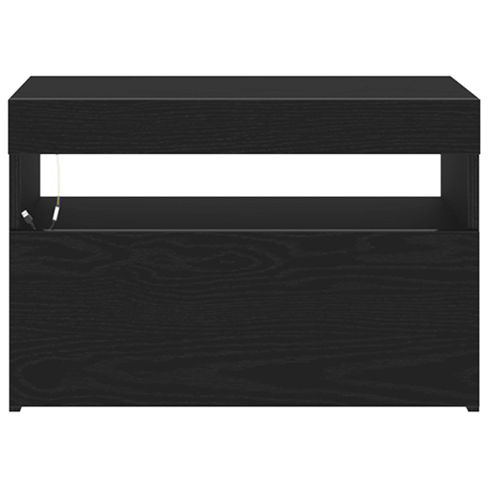 Dulap de nopte cu lumini LED Stejar negru 60x35x40 cm Lemn proiectat GartenMobel Dekor