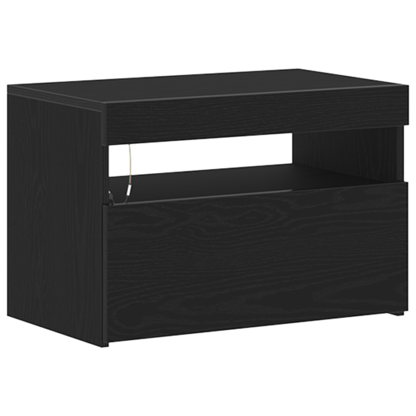 Dulap de nopte cu lumini LED Stejar negru 60x35x40 cm Lemn proiectat GartenMobel Dekor
