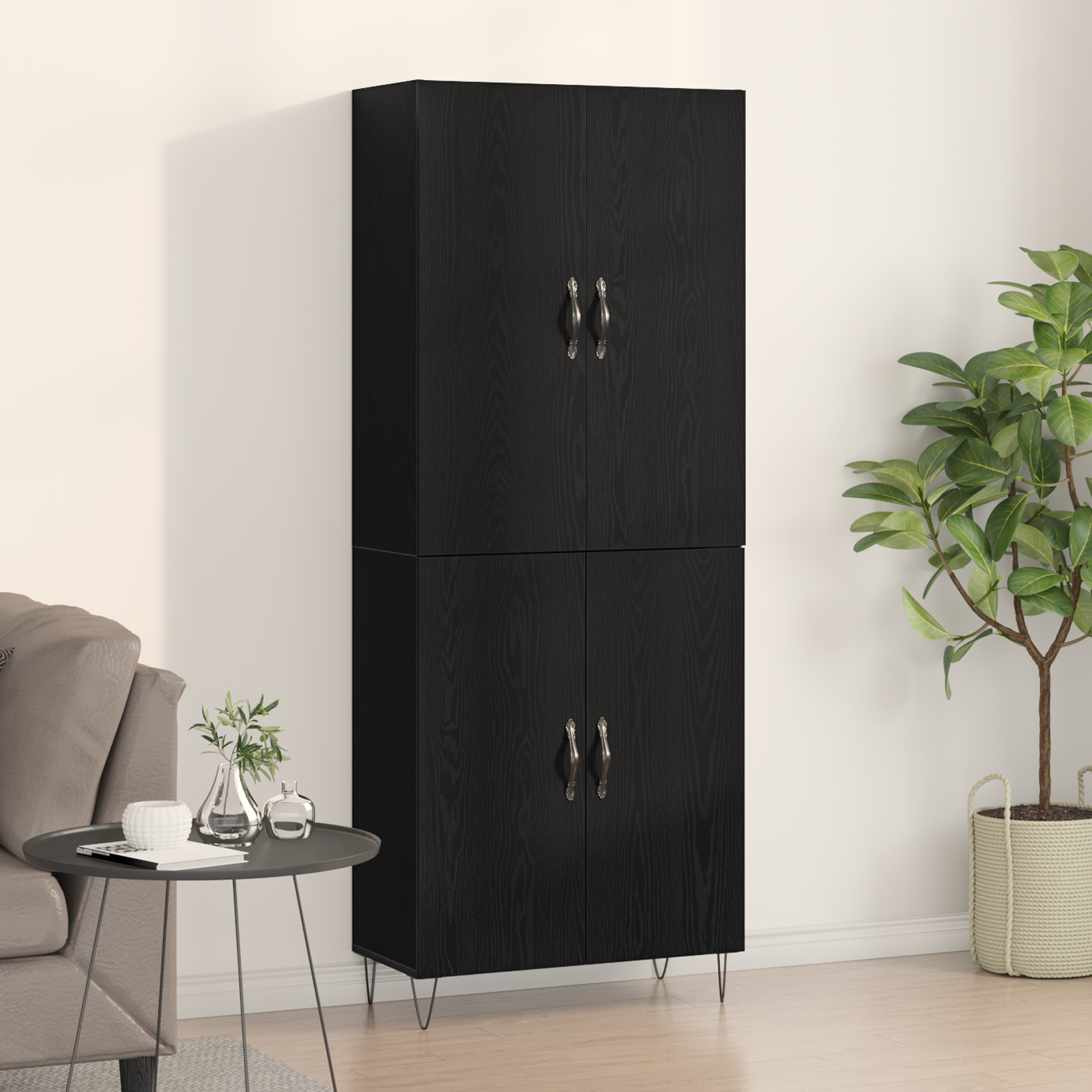 Dulap înalt, stejar negru, 69,5x34x180 cm, lemn prelucrat GartenMobel Dekor