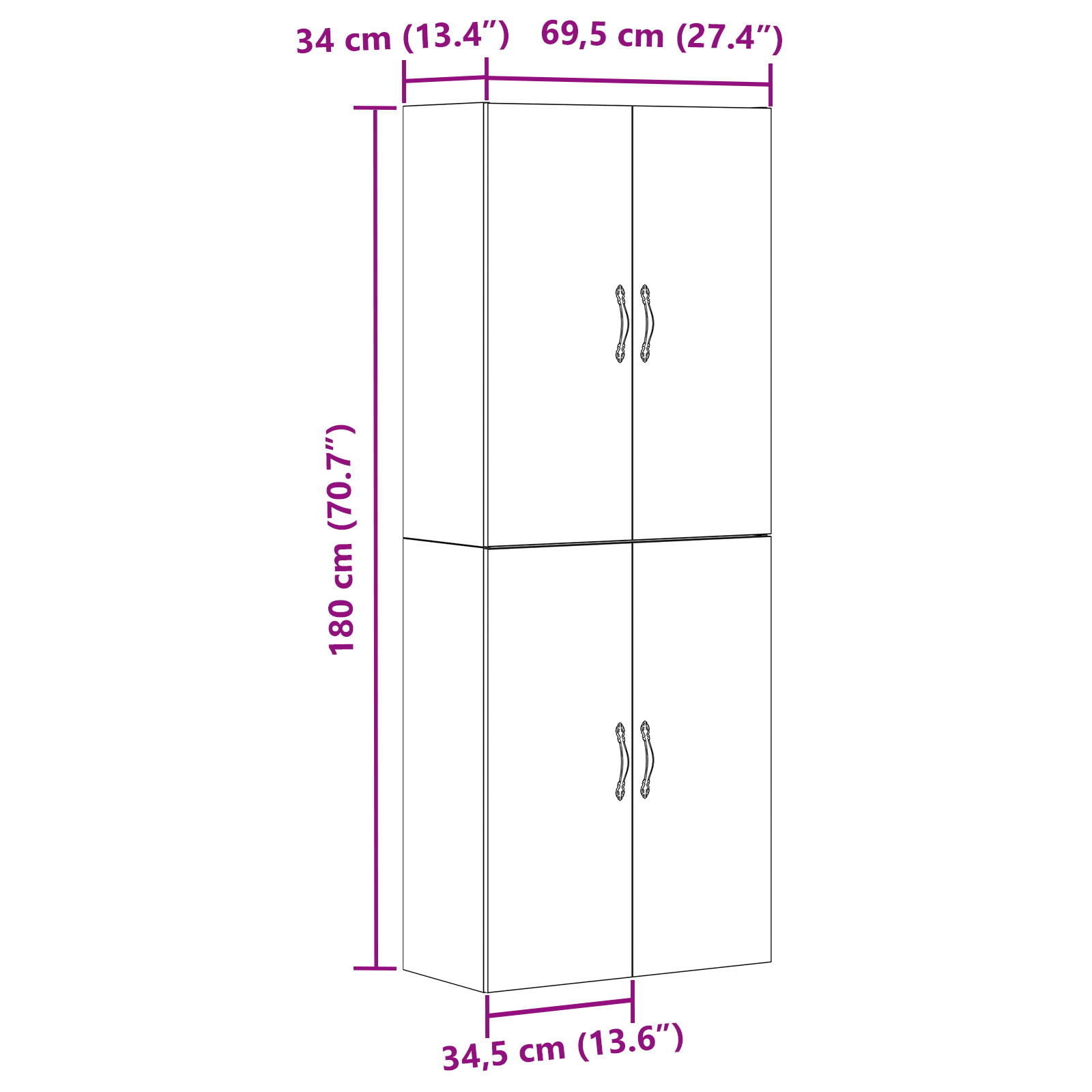 Dulapuri, 2 buc., stejar negru, 69,5x34x180 cm, lemn prelucrat GartenMobel Dekor
