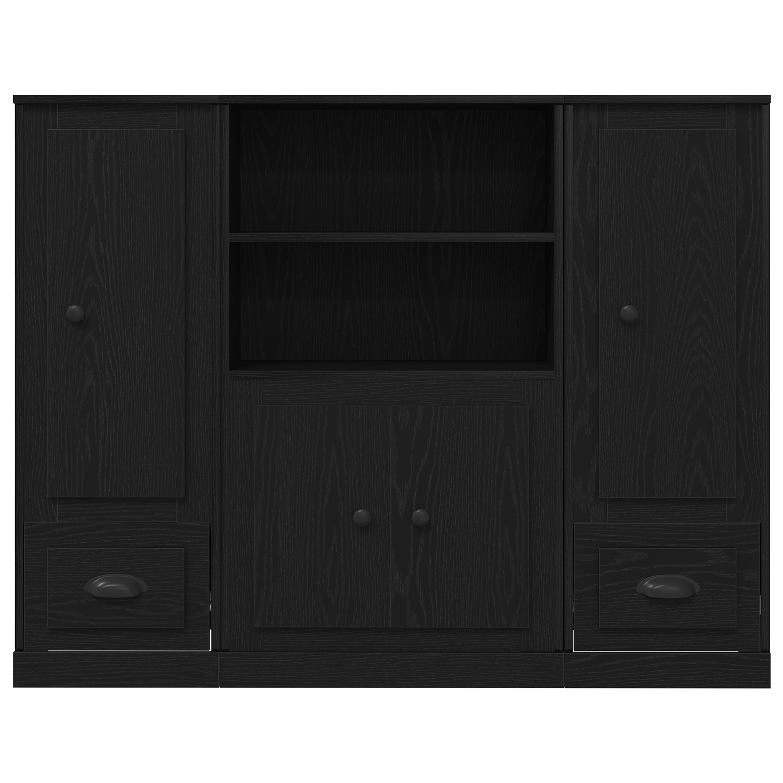 Highboard Negru Stejar 132x35,5x103,5 cm Lemn Prelucrat GartenMobel Dekor