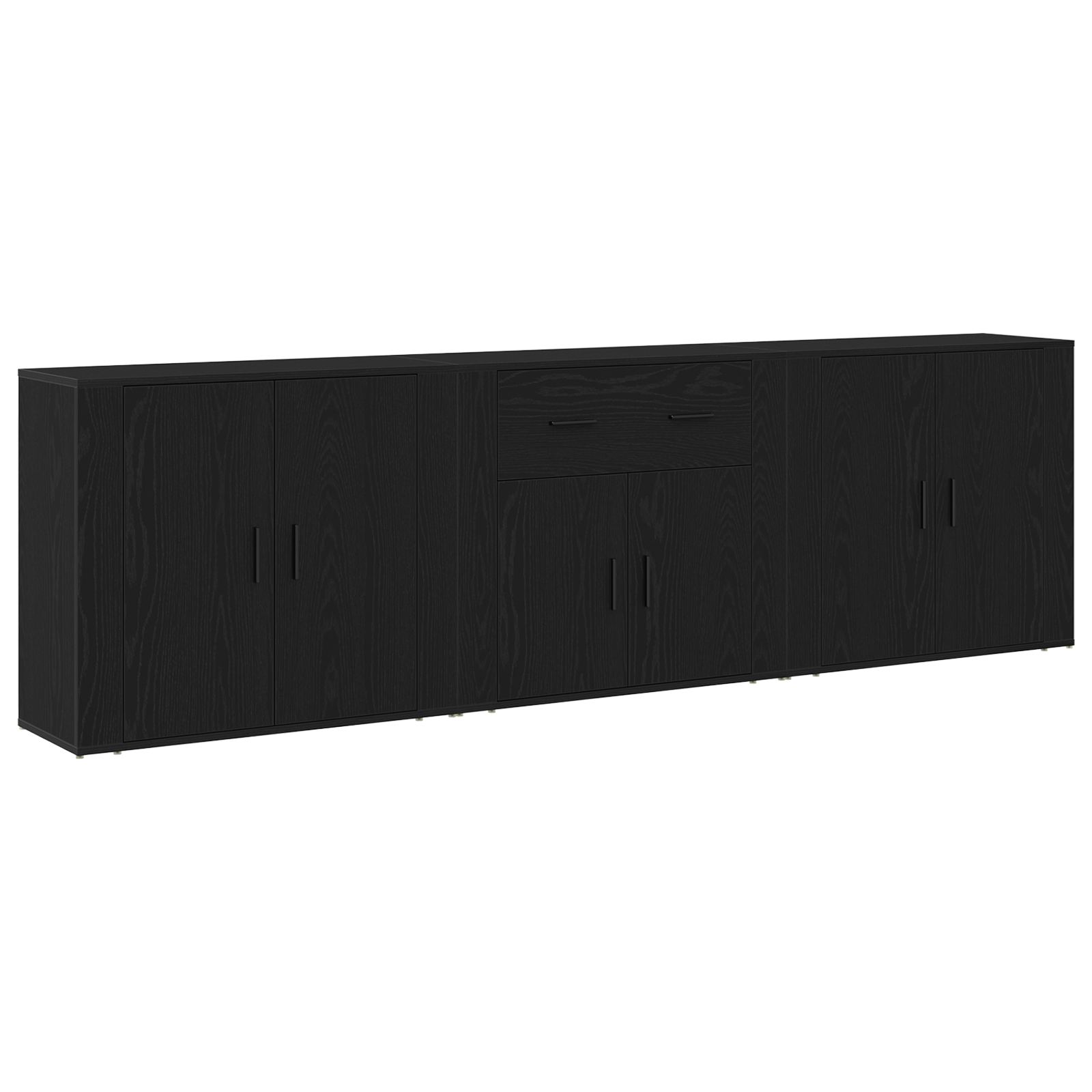 Set 3 sideboarduri Stejar Negru Lemn prelucrat GartenMobel Dekor