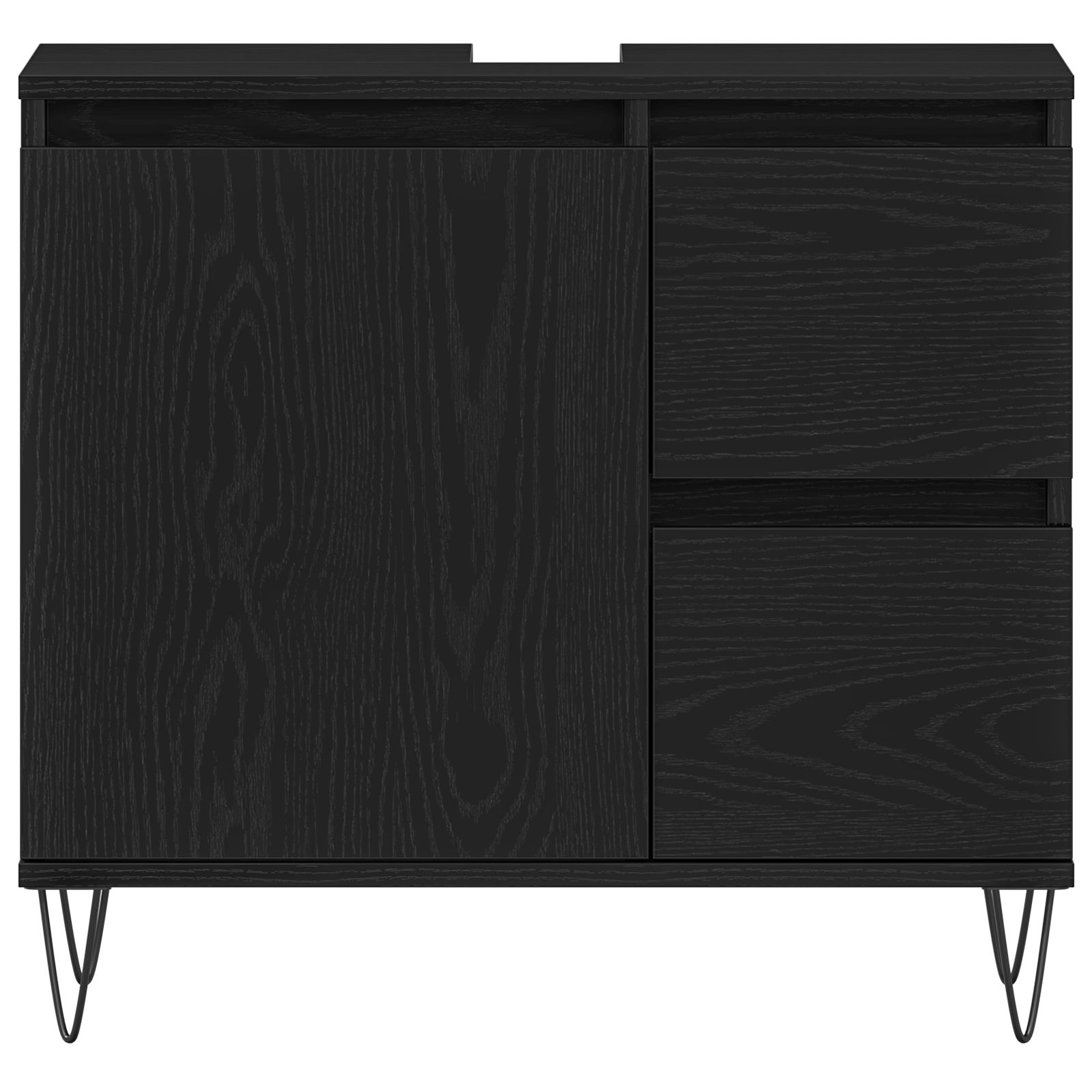 Set Mobilă Baie 3 Piese Stejar Negru Lemn Prelucrat GartenMobel Dekor
