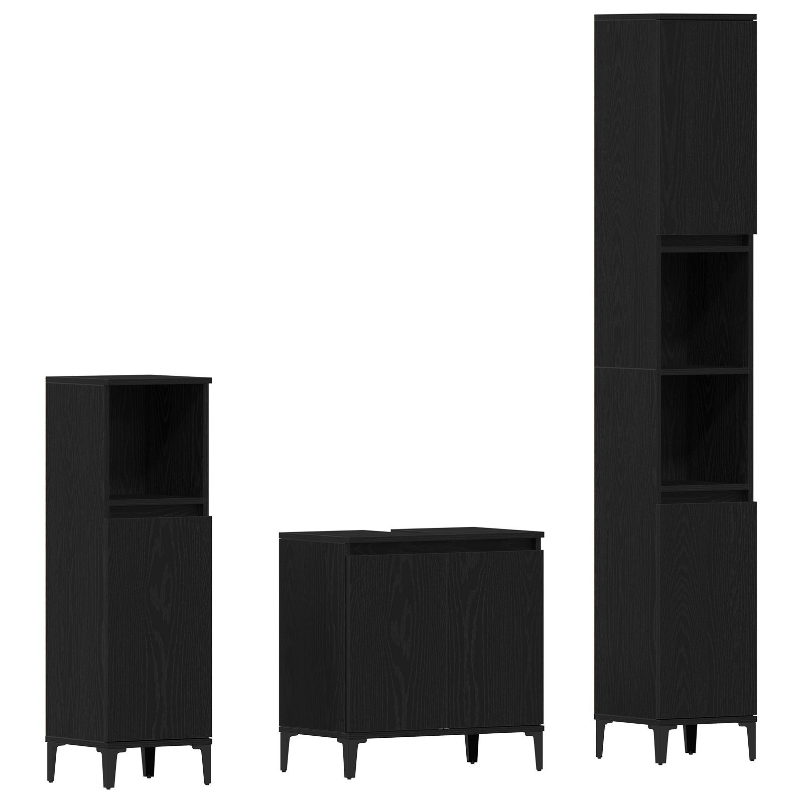 Set Mobilier Baie 3 Piese Stejar Negru Lemn Prelucrat GartenMobel Dekor