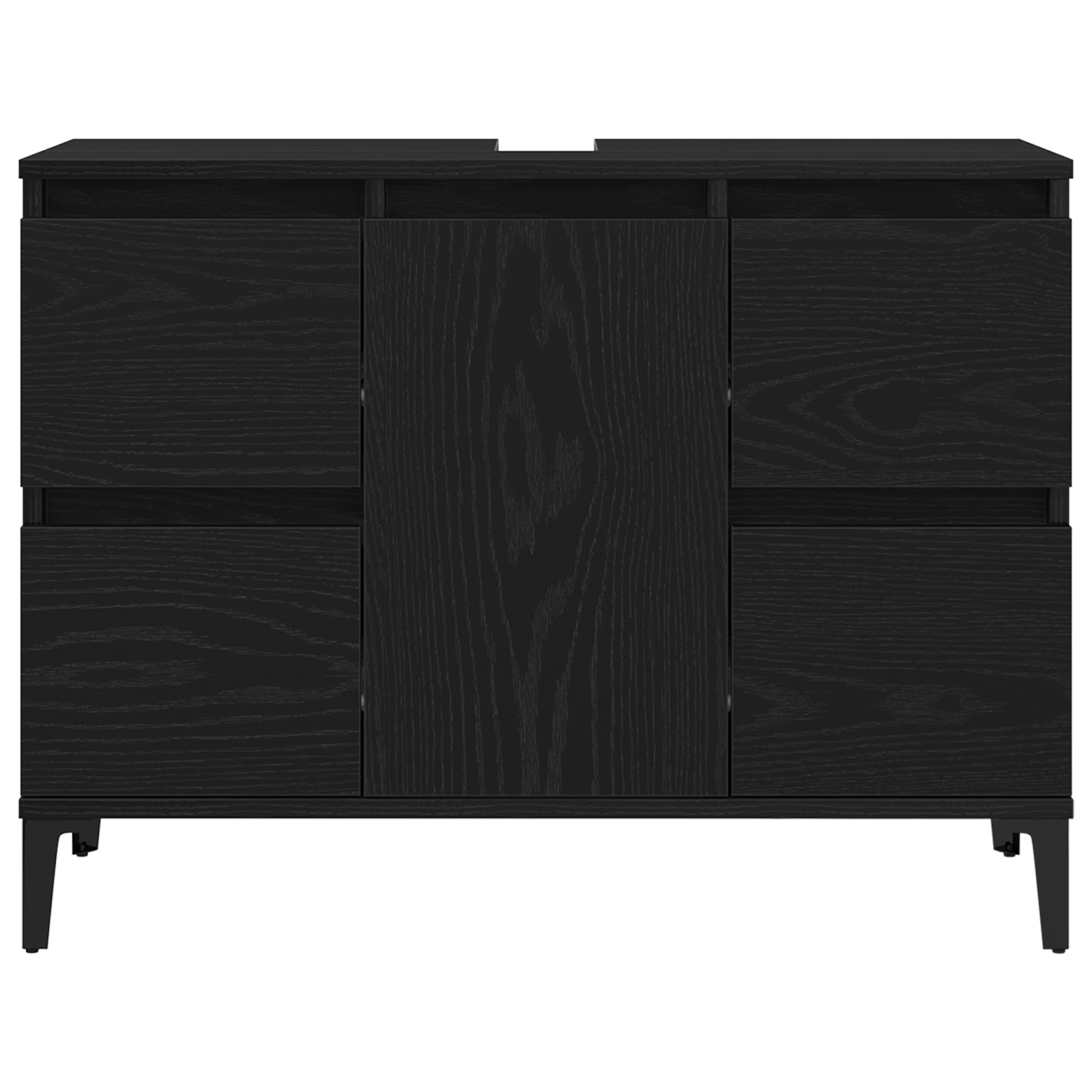 Set de mobilă pentru baie de 3 piese, stejar negru, lemn prelucrat GartenMobel Dekor