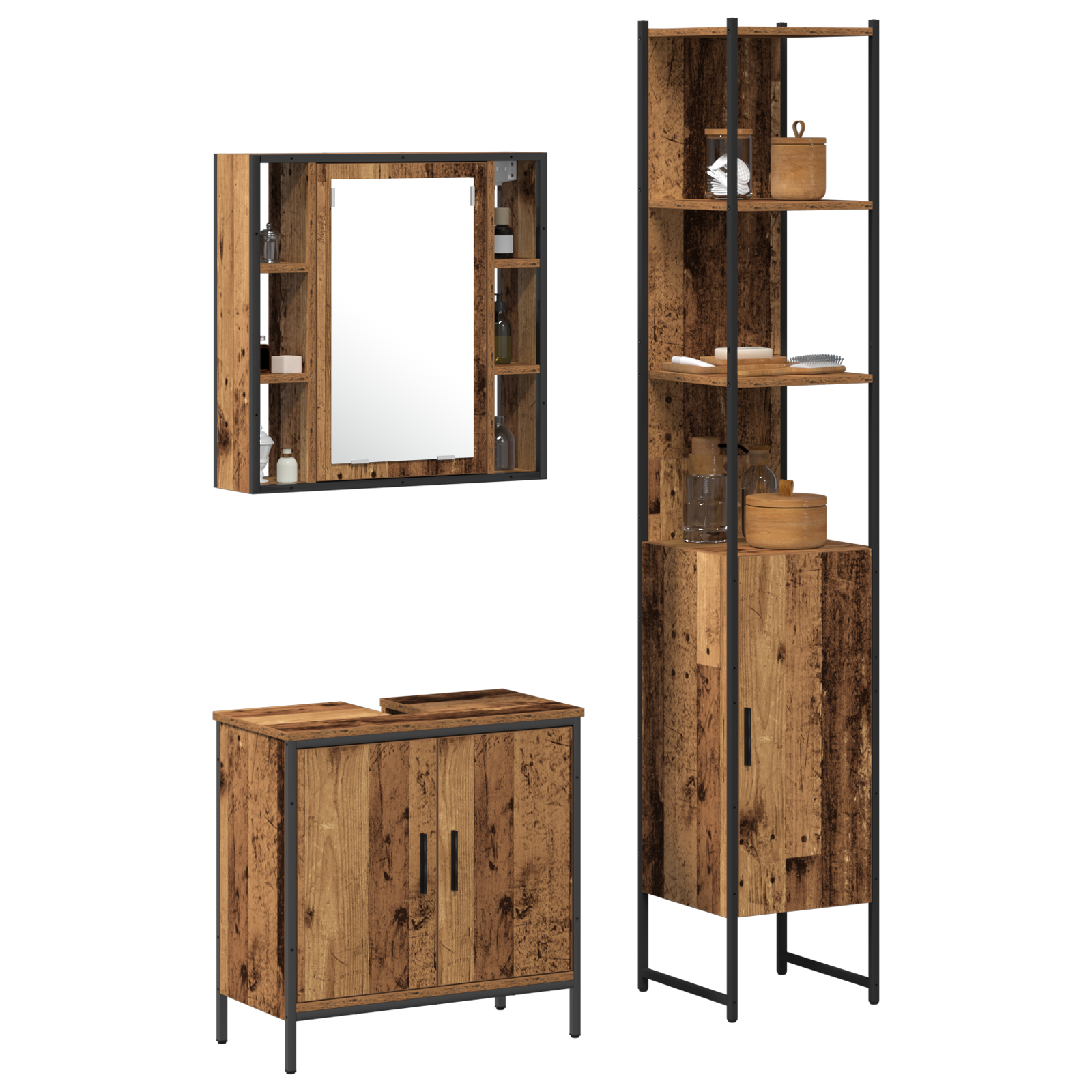 Set de mobilier pentru baie 3 piese din lemn prelucrat GartenMobel Dekor