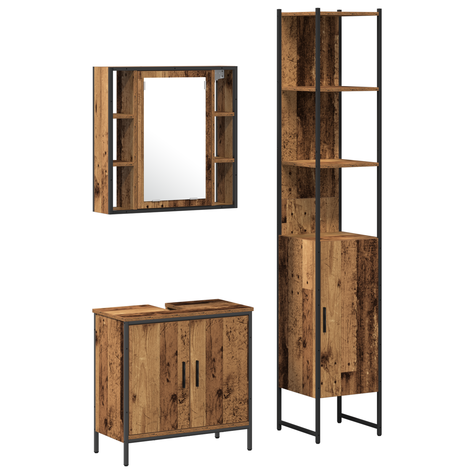 Set de mobilier pentru baie 3 piese din lemn prelucrat GartenMobel Dekor