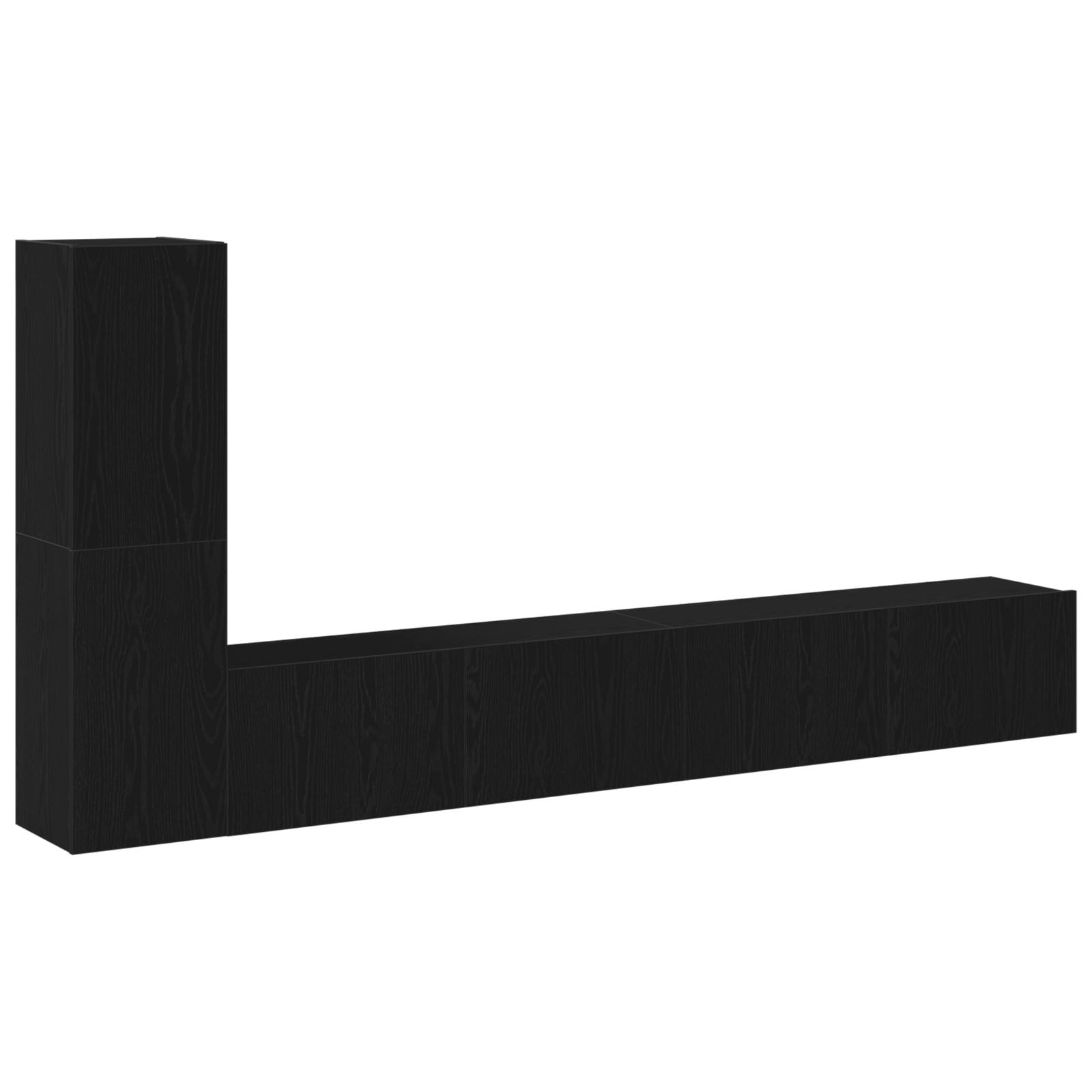 Set dulap TV, 3 piese, de perete, stejar negru, lemn prelucrat GartenMobel Dekor