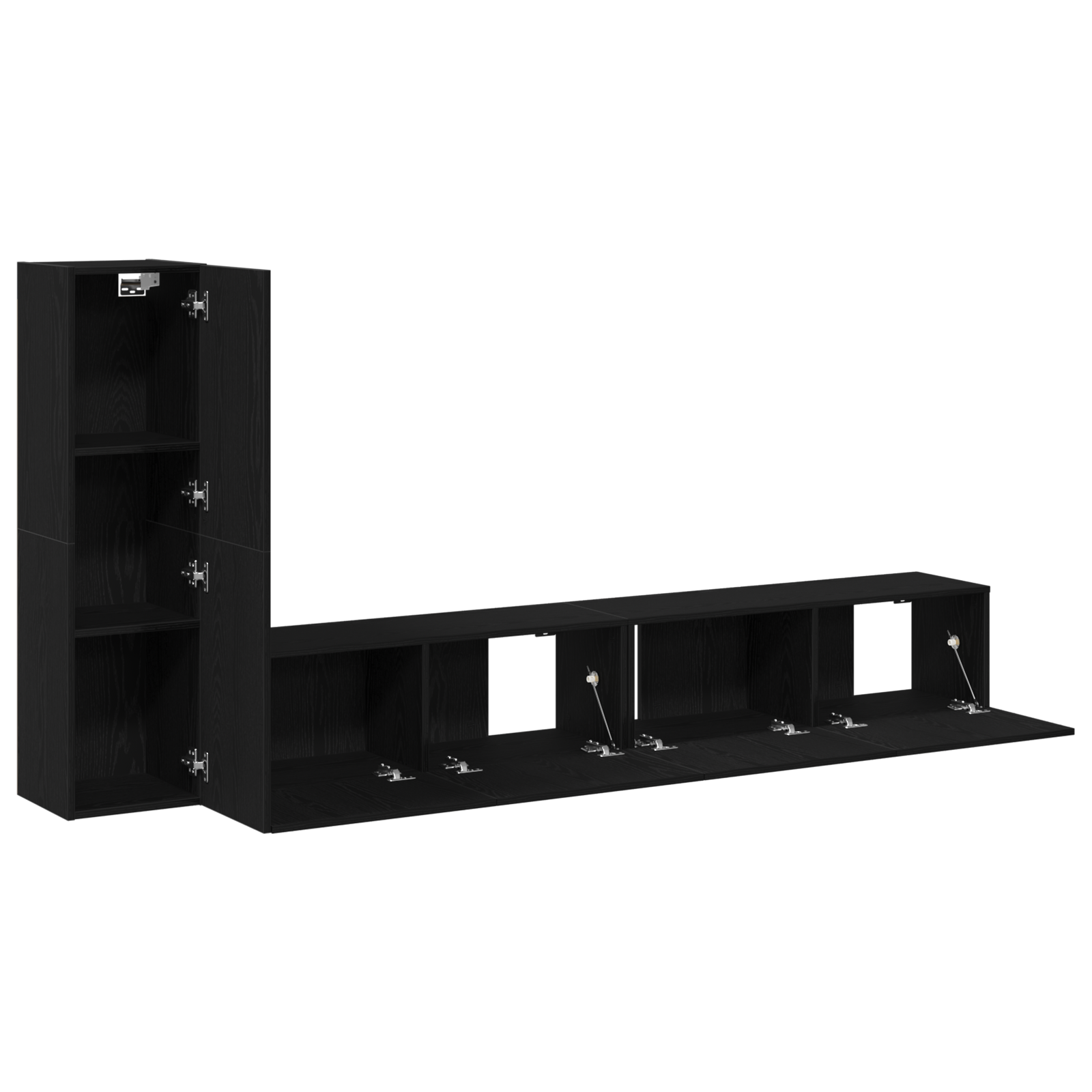 Set dulap TV, 3 piese, de perete, stejar negru, lemn prelucrat GartenMobel Dekor