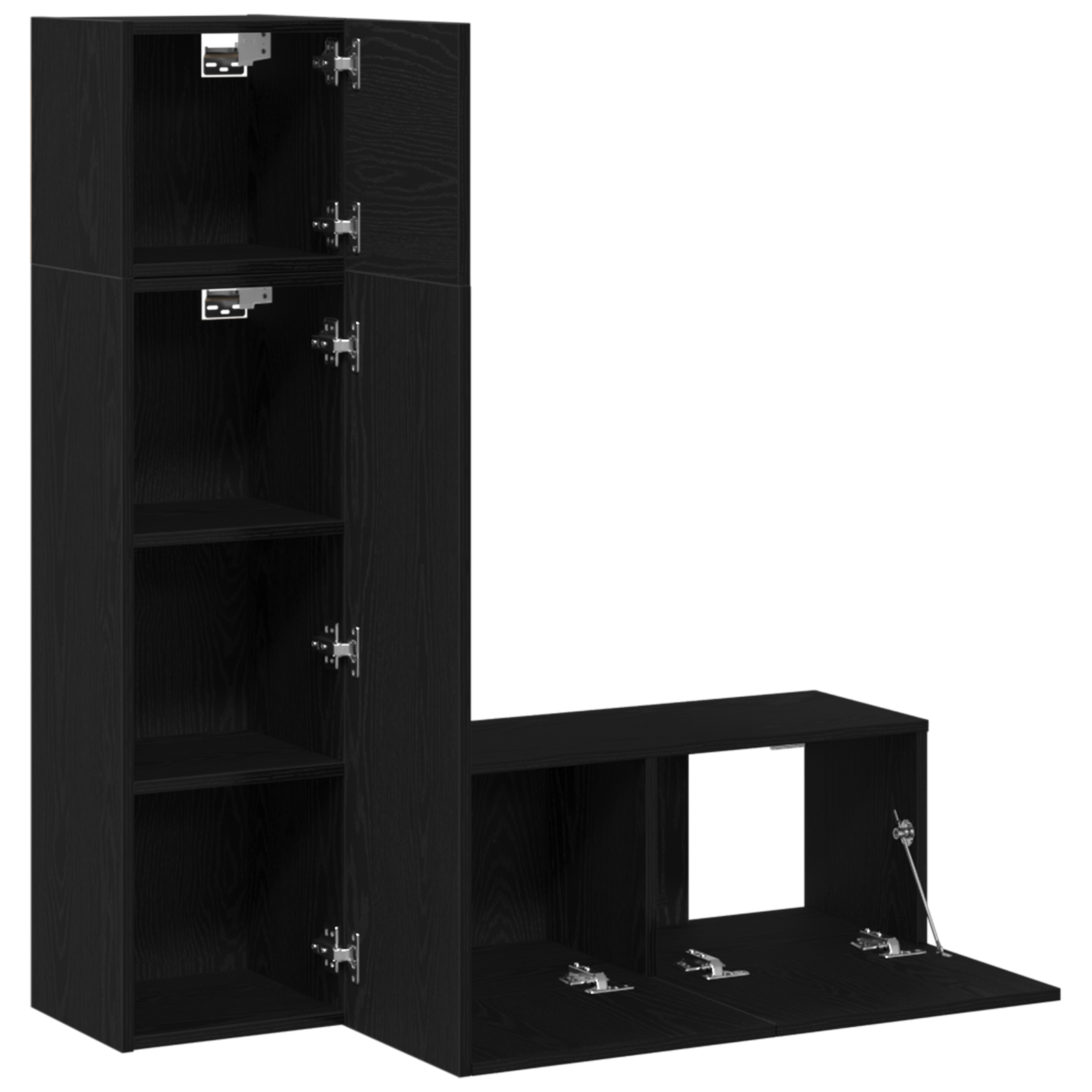 Set dulap TV, 3 piese, stejar negru, lemn prelucrat GartenMobel Dekor