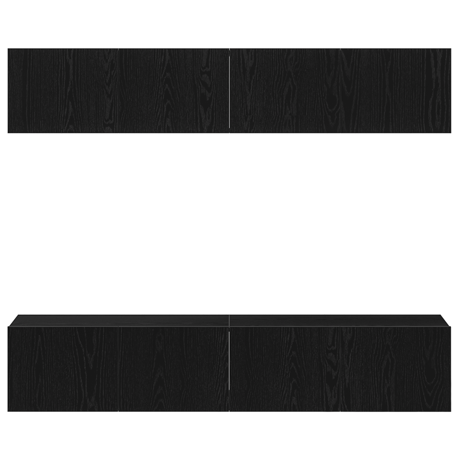 Set dulap TV, 4 piese, de perete, stejar negru, lemn prelucrat GartenMobel Dekor