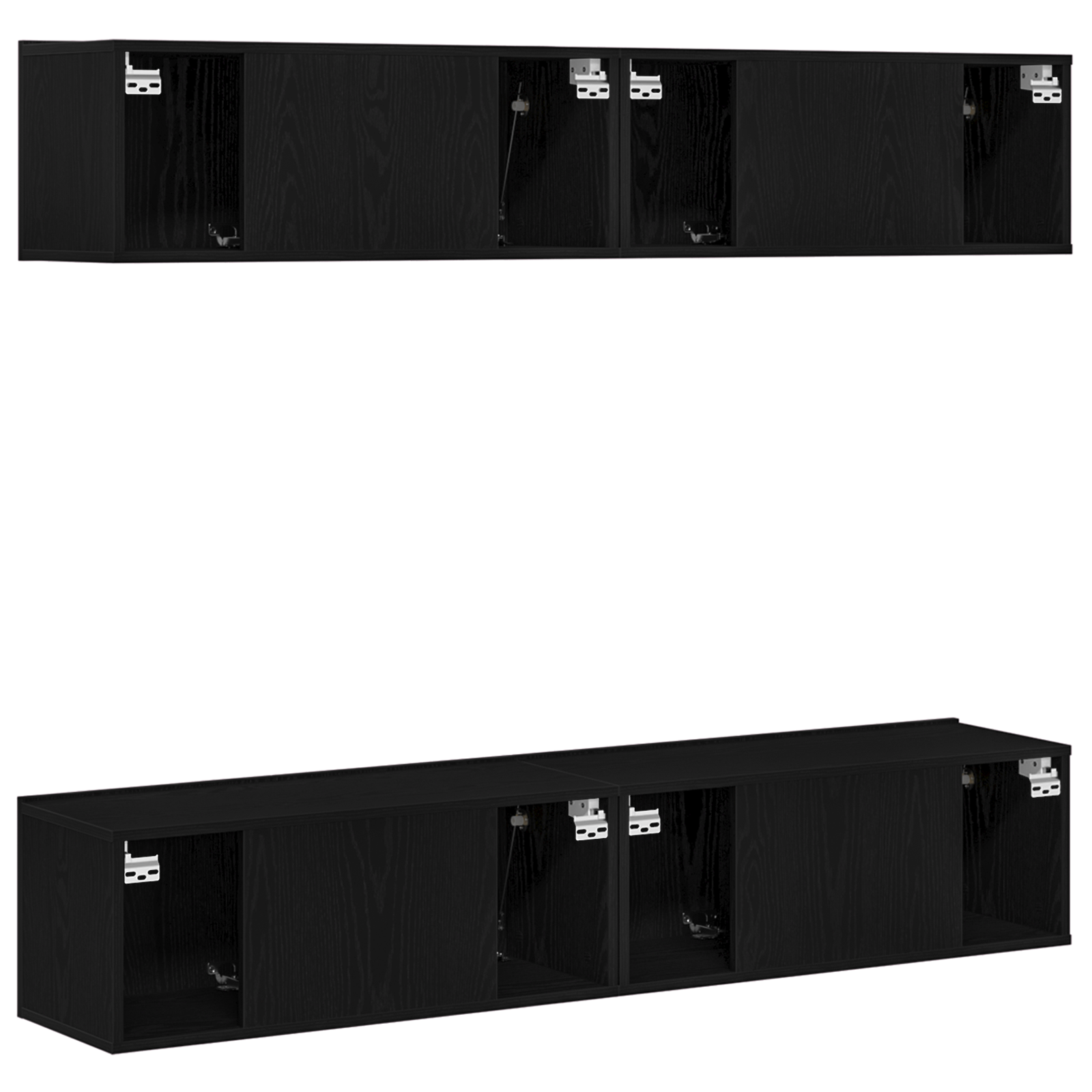 Set dulap TV, 4 piese, de perete, stejar negru, lemn prelucrat GartenMobel Dekor