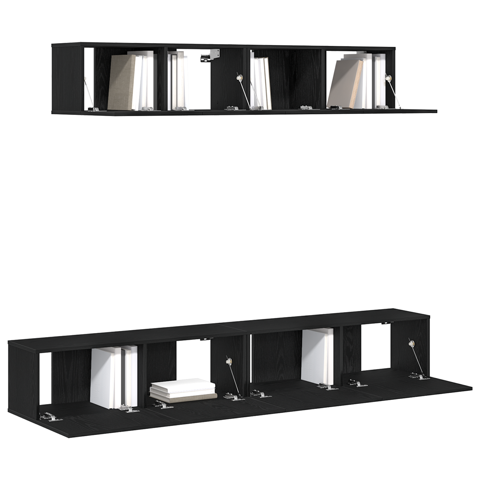 Set dulap TV, 4 piese, negru, lemn prelucrat GartenMobel Dekor