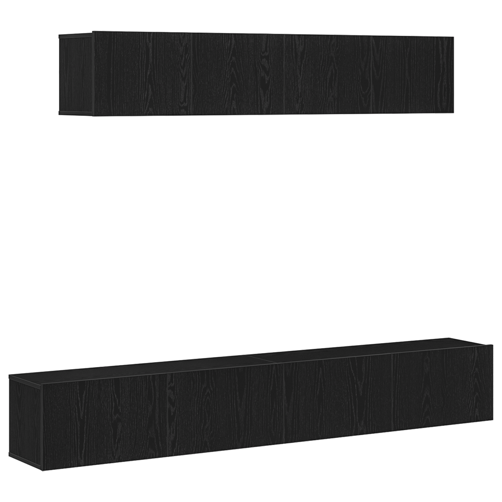 Set dulap TV, 4 piese, negru, lemn prelucrat GartenMobel Dekor