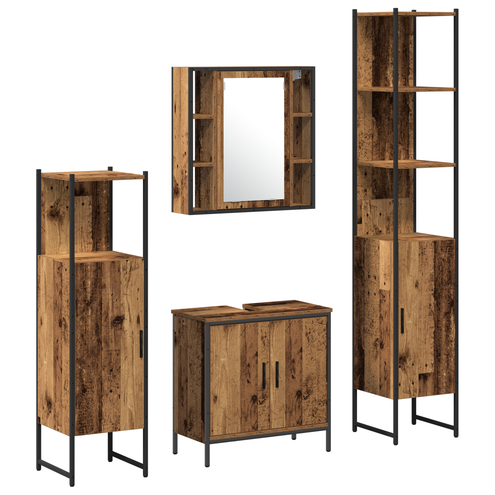 Set mobilă baie 4 piese Lemn Rustic Lemn prelucrat GartenMobel Dekor