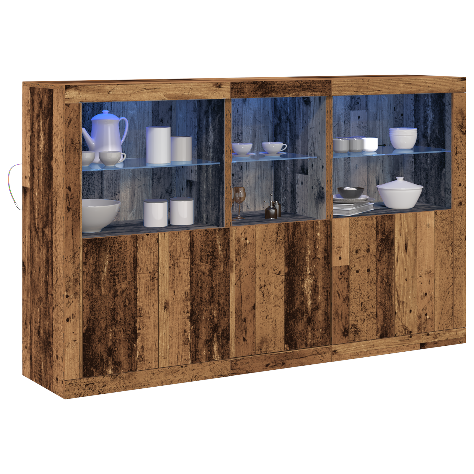 Sideboard cu LED-uri Lemn vechi 162x37x100 cm Lemn prelucrat GartenMobel Dekor
