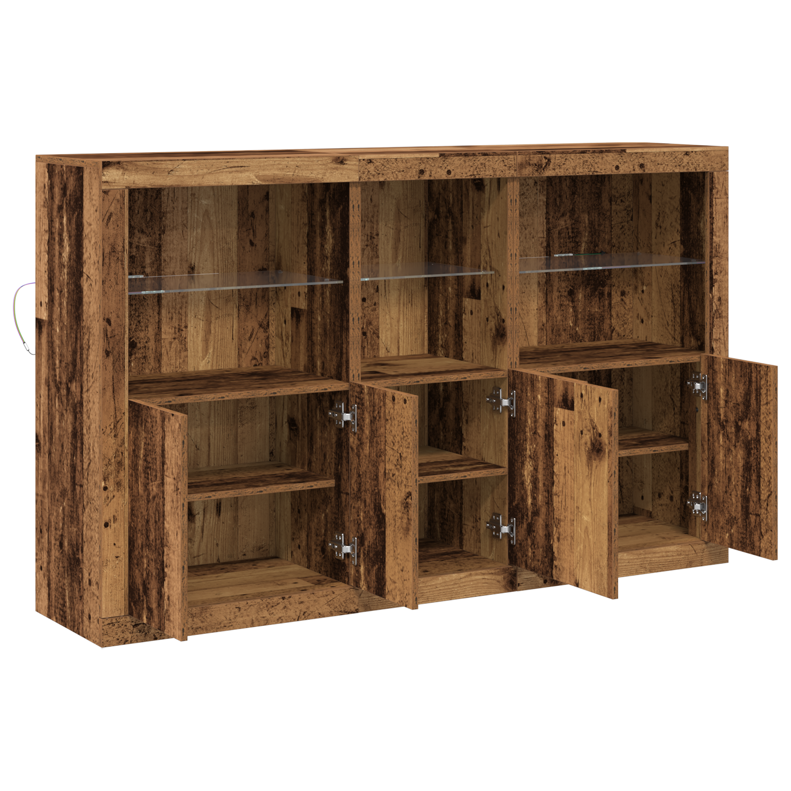 Sideboard cu LED-uri Lemn vechi 162x37x100 cm Lemn prelucrat GartenMobel Dekor