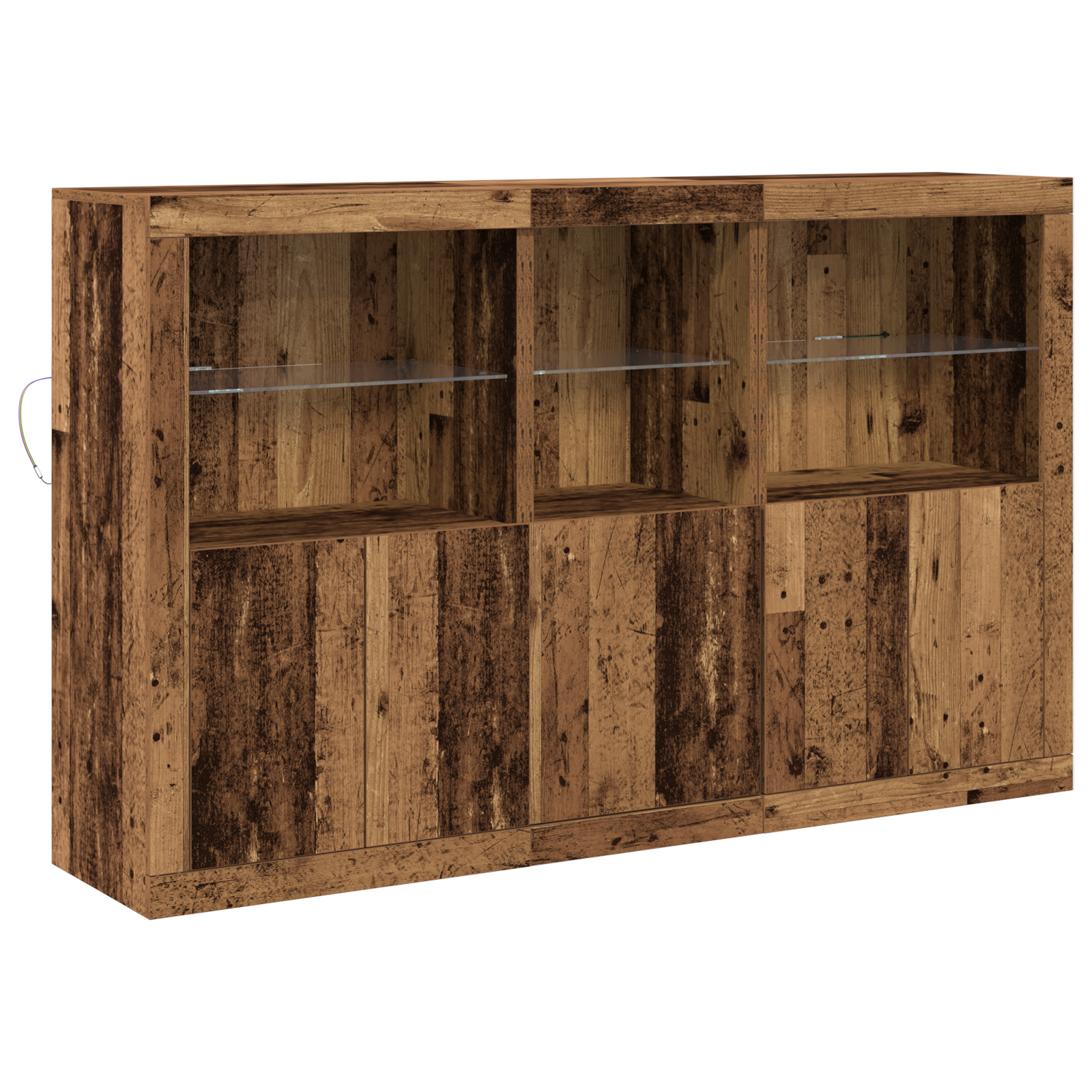 Sideboard cu LED-uri Lemn vechi 162x37x100 cm Lemn prelucrat GartenMobel Dekor
