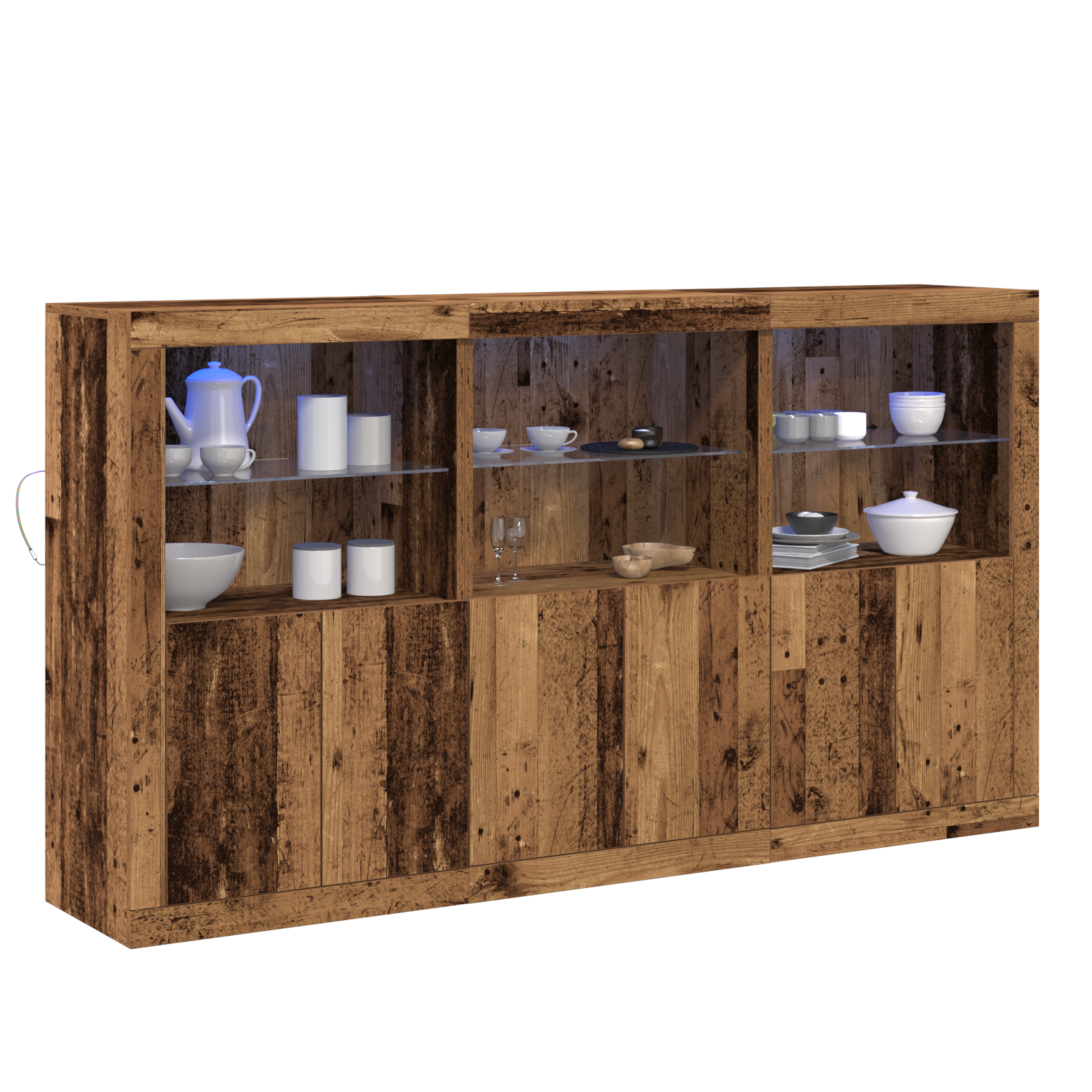 Sideboard cu lumini LED Lemn vechi 181.5x37x100 cm Lemn prelucrat GartenMobel Dekor