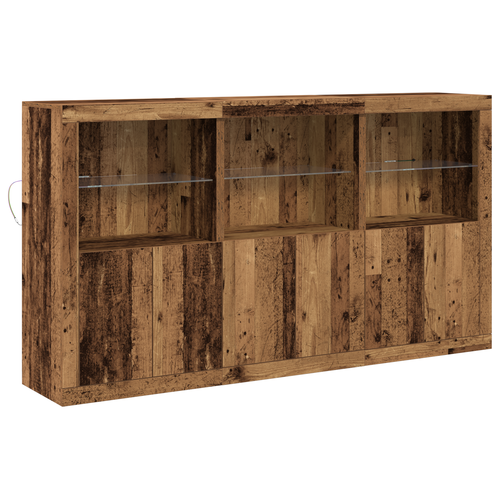Sideboard cu lumini LED Lemn vechi 181.5x37x100 cm Lemn prelucrat GartenMobel Dekor
