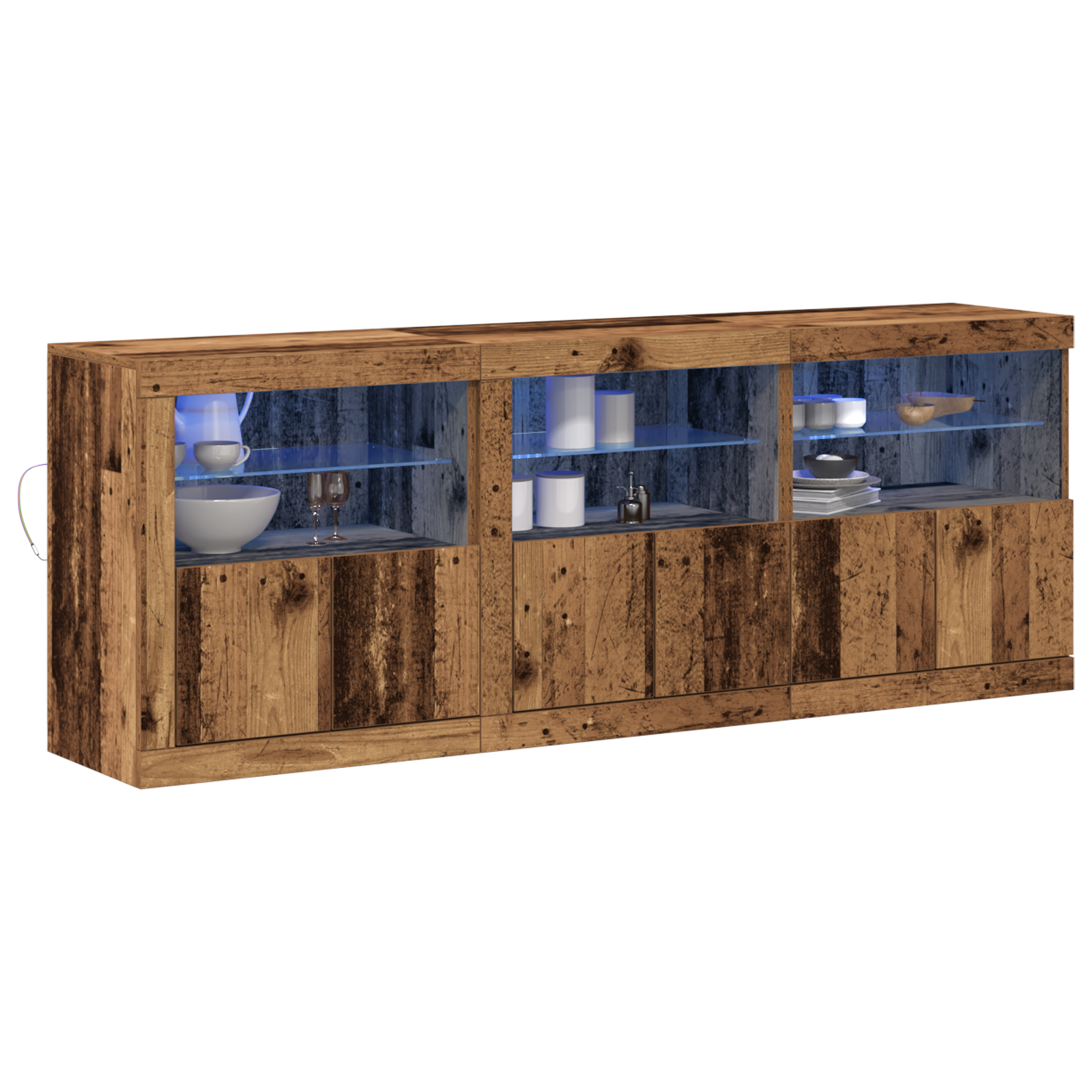 Sideboard cu lumini LED Lemn vechi 181.5x37x67 cm Lemn compus GartenMobel Dekor