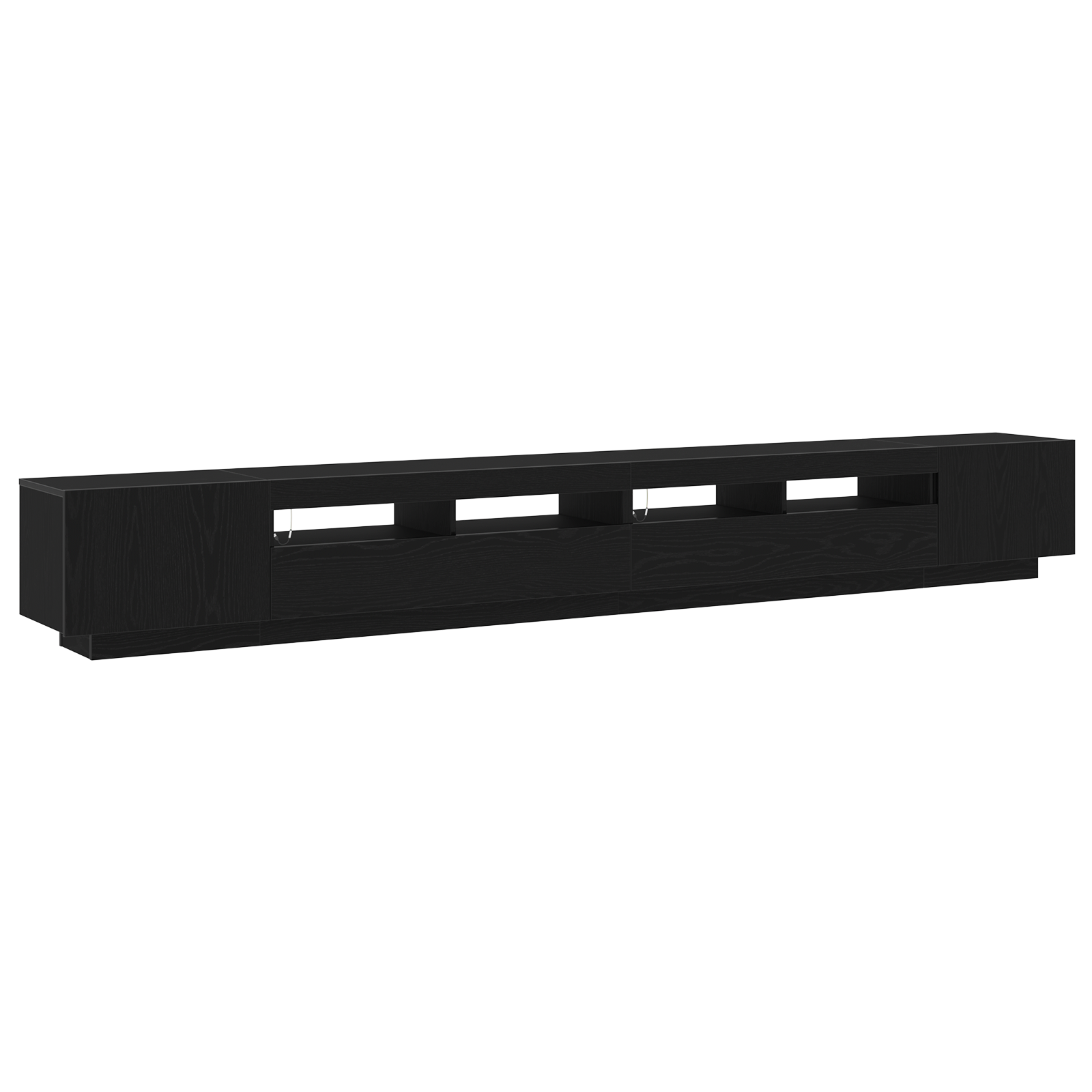 Cabinet TV  cu lumini LED, Stejar negru, 300x35x40 cm, Lemn compozit GartenMobel Dekor