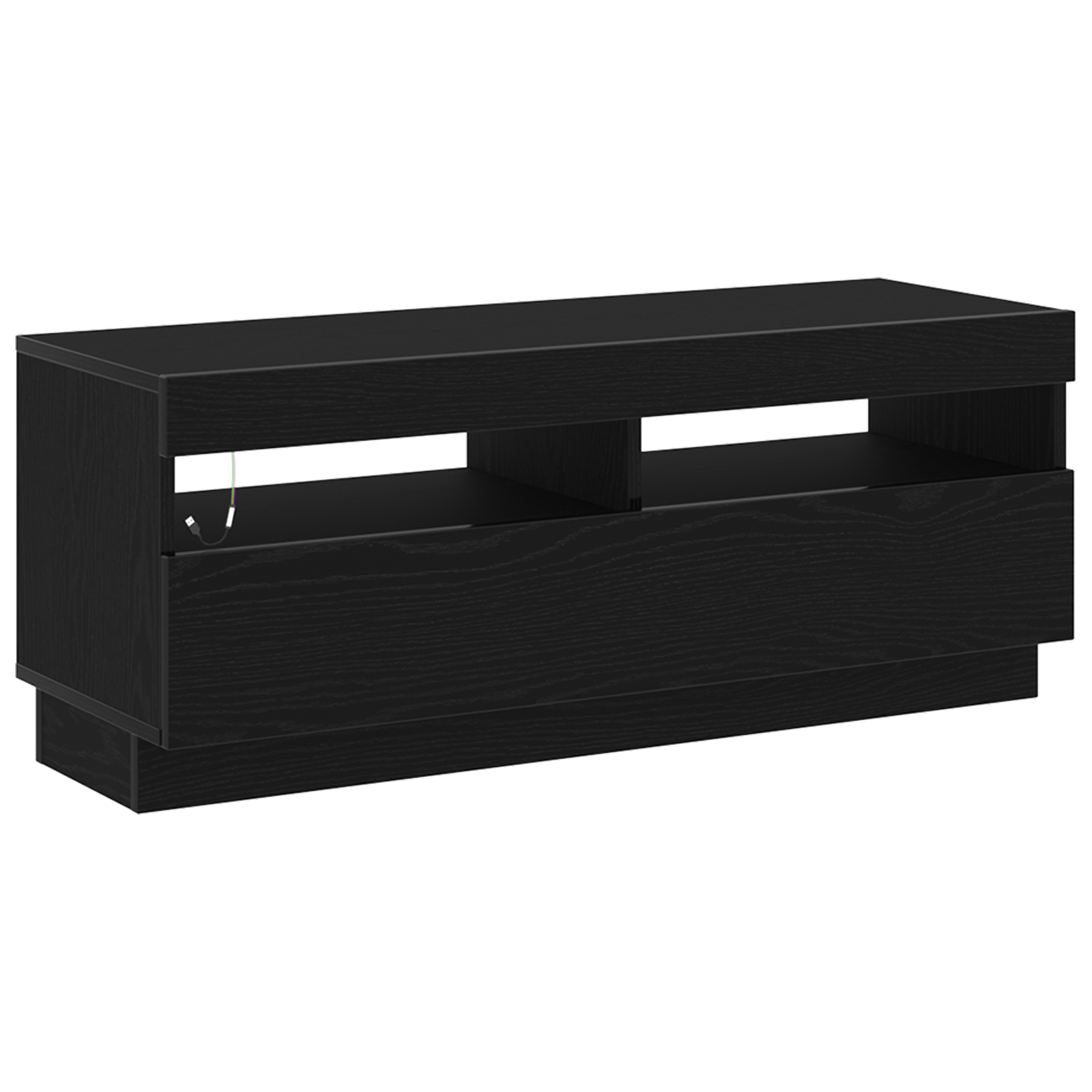 Cabinet TV  cu lumini LED, Stejar negru, 300x35x40 cm, Lemn compozit GartenMobel Dekor