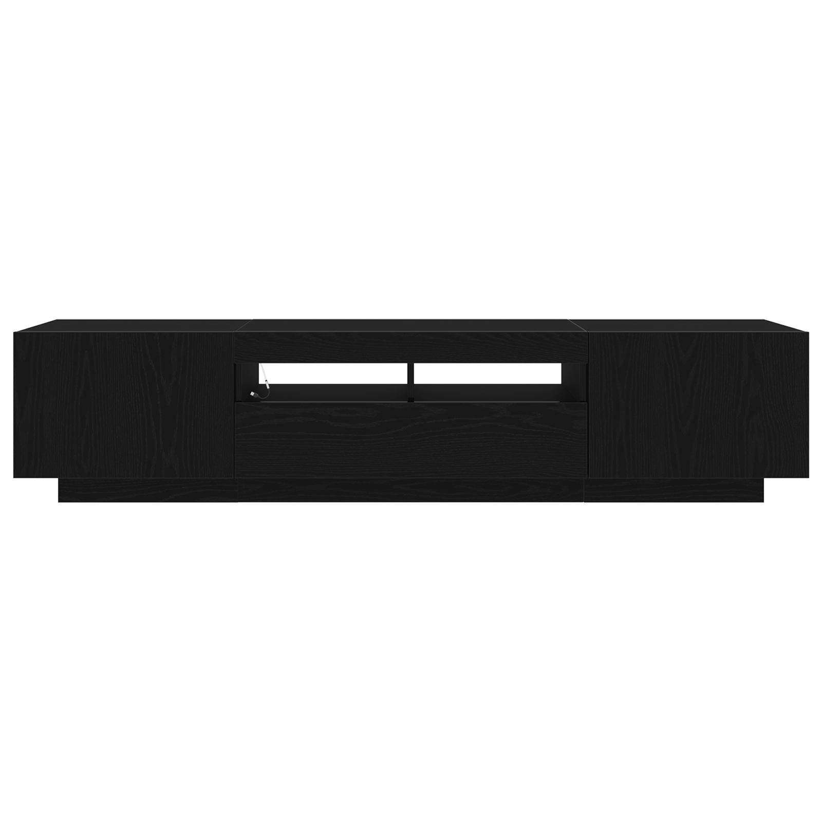 Dulap TV  cu lumini LED, stejar negru, 180x35x40 cm, din lemn prelucrat GartenMobel Dekor