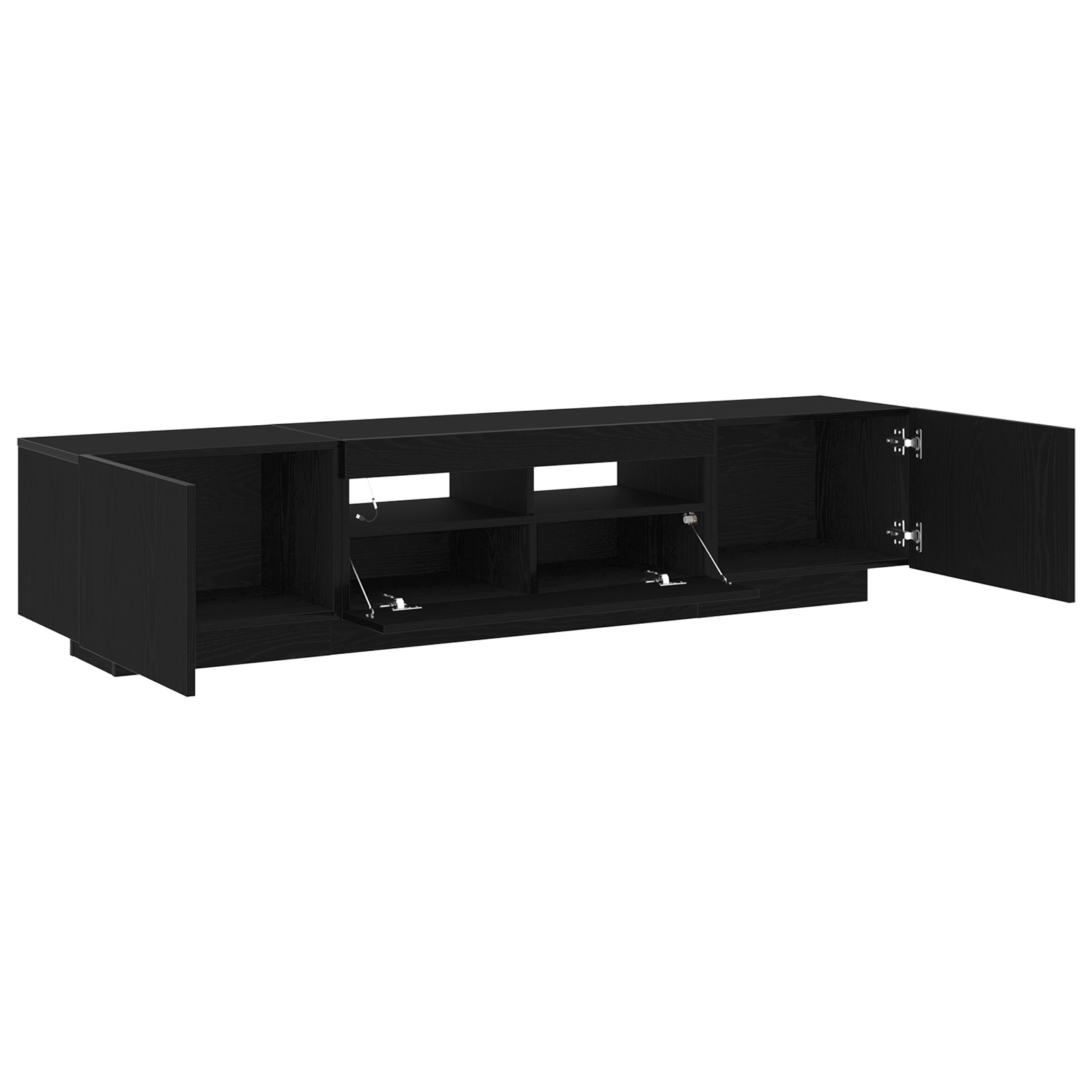 Dulap TV  cu lumini LED, stejar negru, 180x35x40 cm, din lemn prelucrat GartenMobel Dekor