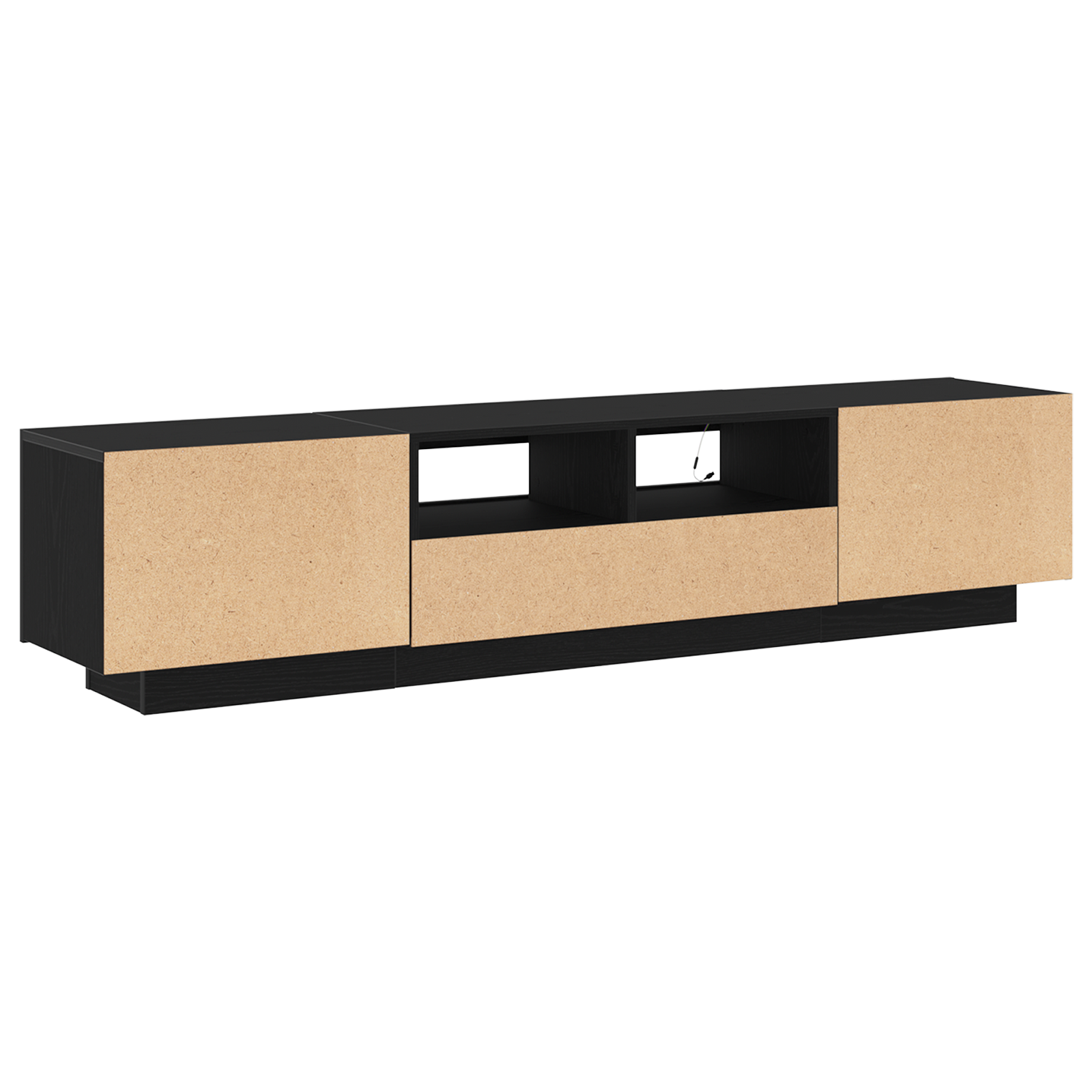 Dulap TV  cu lumini LED, stejar negru, 180x35x40 cm, din lemn prelucrat GartenMobel Dekor