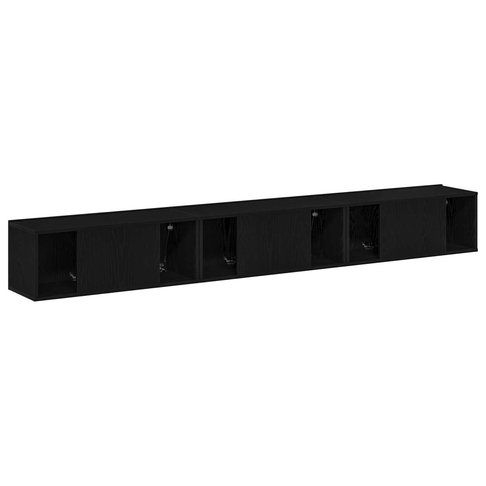 Set de cabinet TV 3 piese  negru din lemn ingineresc GartenMobel Dekor