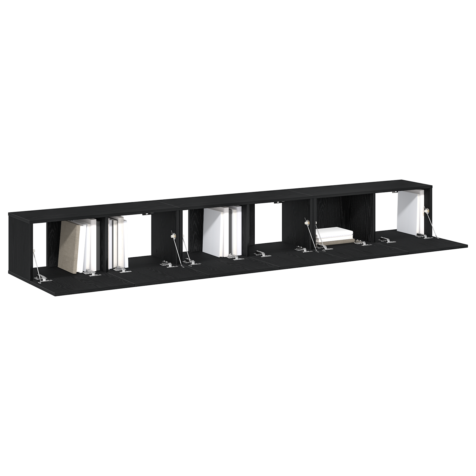 Set de cabinet TV 3 piese  negru din lemn ingineresc GartenMobel Dekor