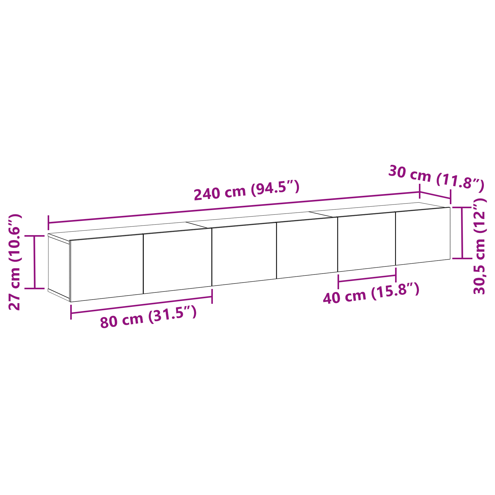 Set de cabinet TV 3 piese  negru din lemn ingineresc GartenMobel Dekor