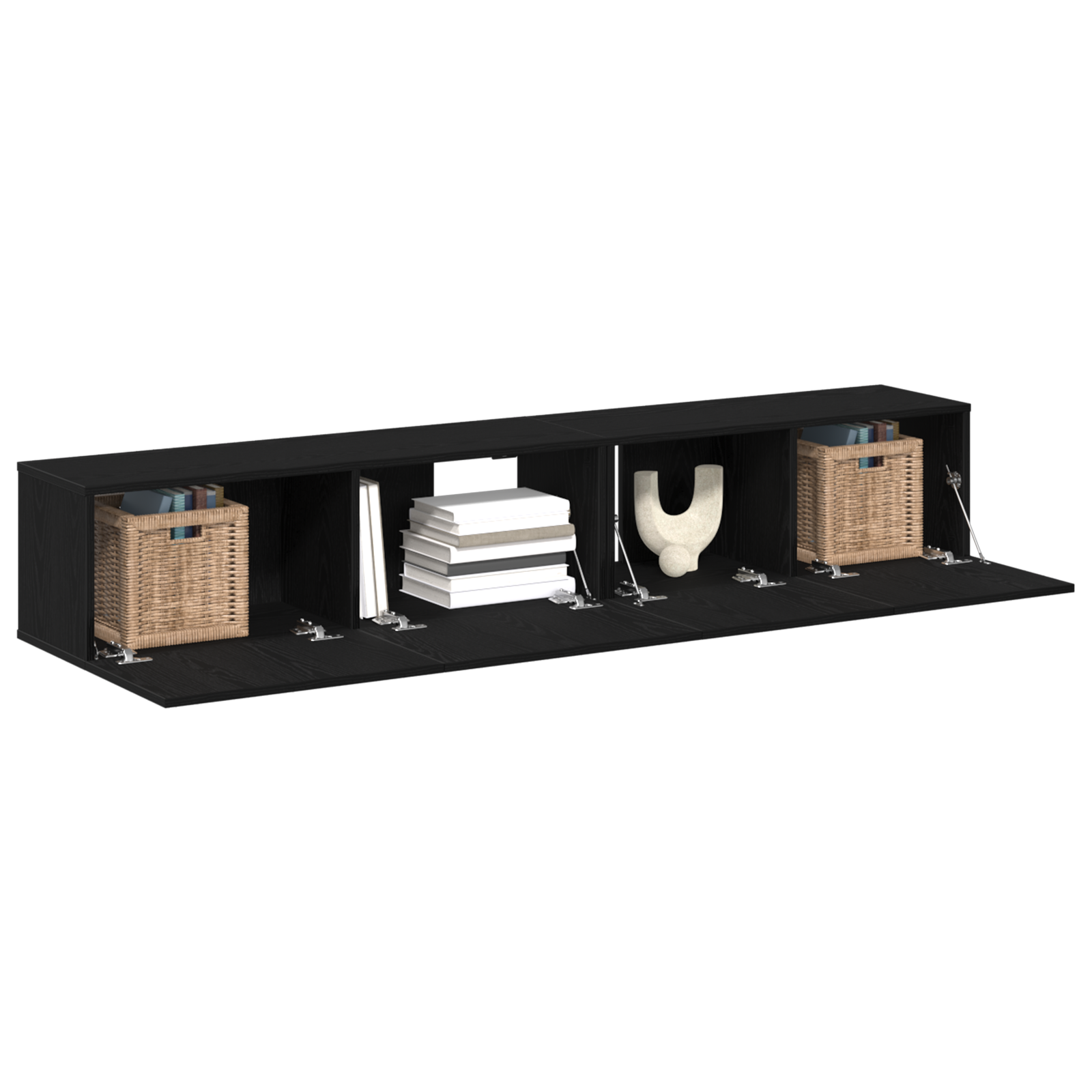 Set de dulap TV 2 piese  Negru din lemn laminat GartenMobel Dekor