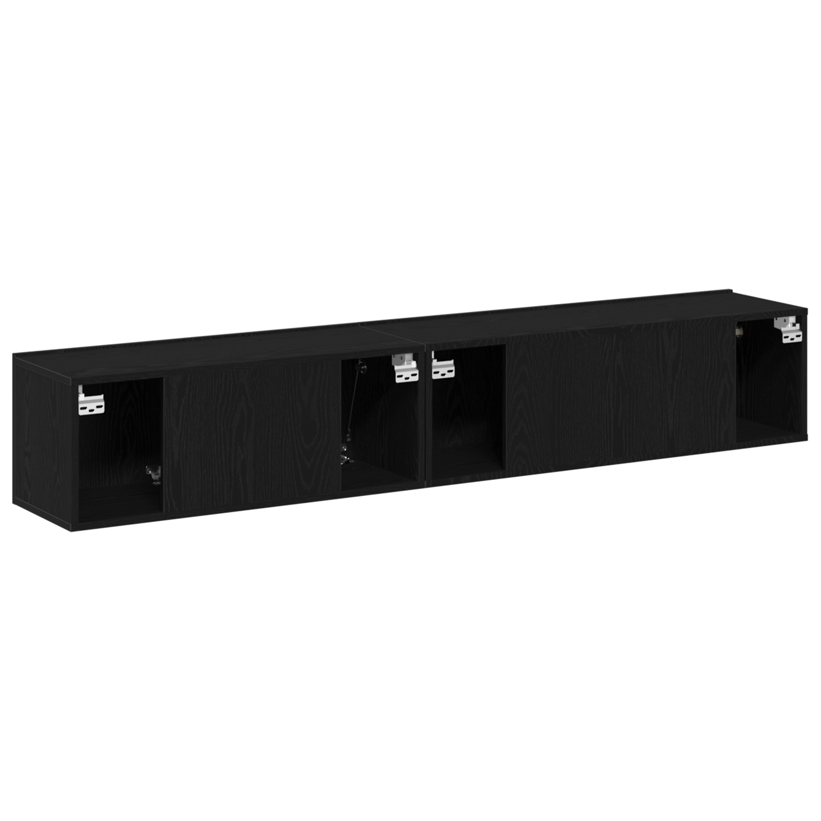 Set de dulap TV 2 piese  Negru din lemn laminat GartenMobel Dekor