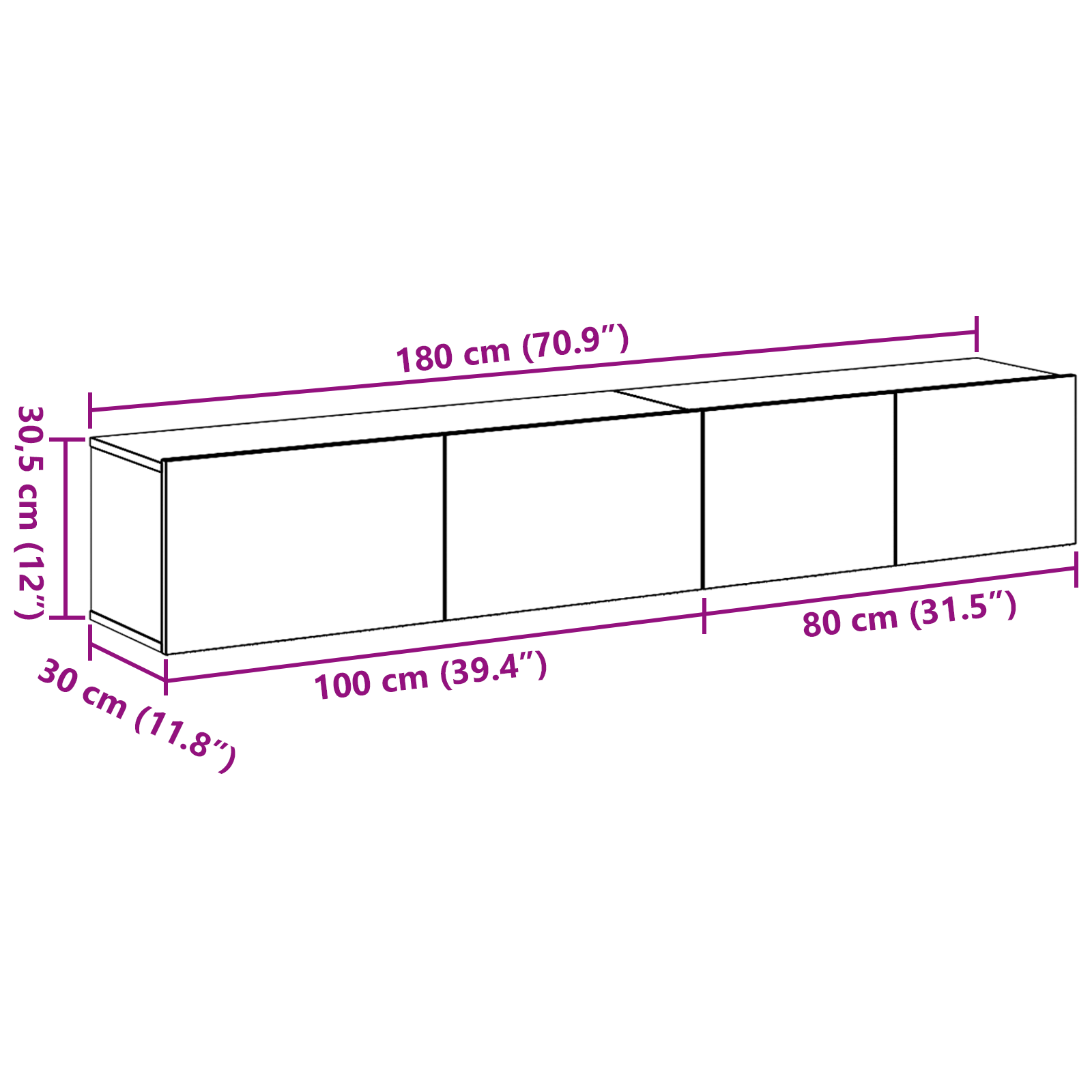 Set de dulap TV 2 piese  Negru din lemn laminat GartenMobel Dekor