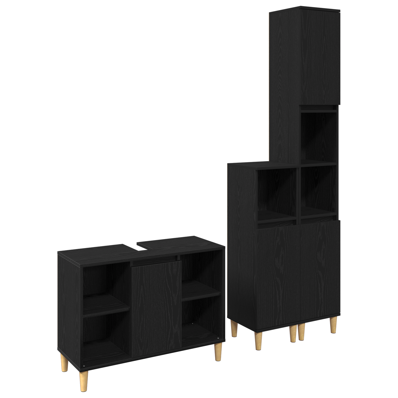 Set mobilier baie  3 piese stejar negru lemn prelucrat GartenMobel Dekor